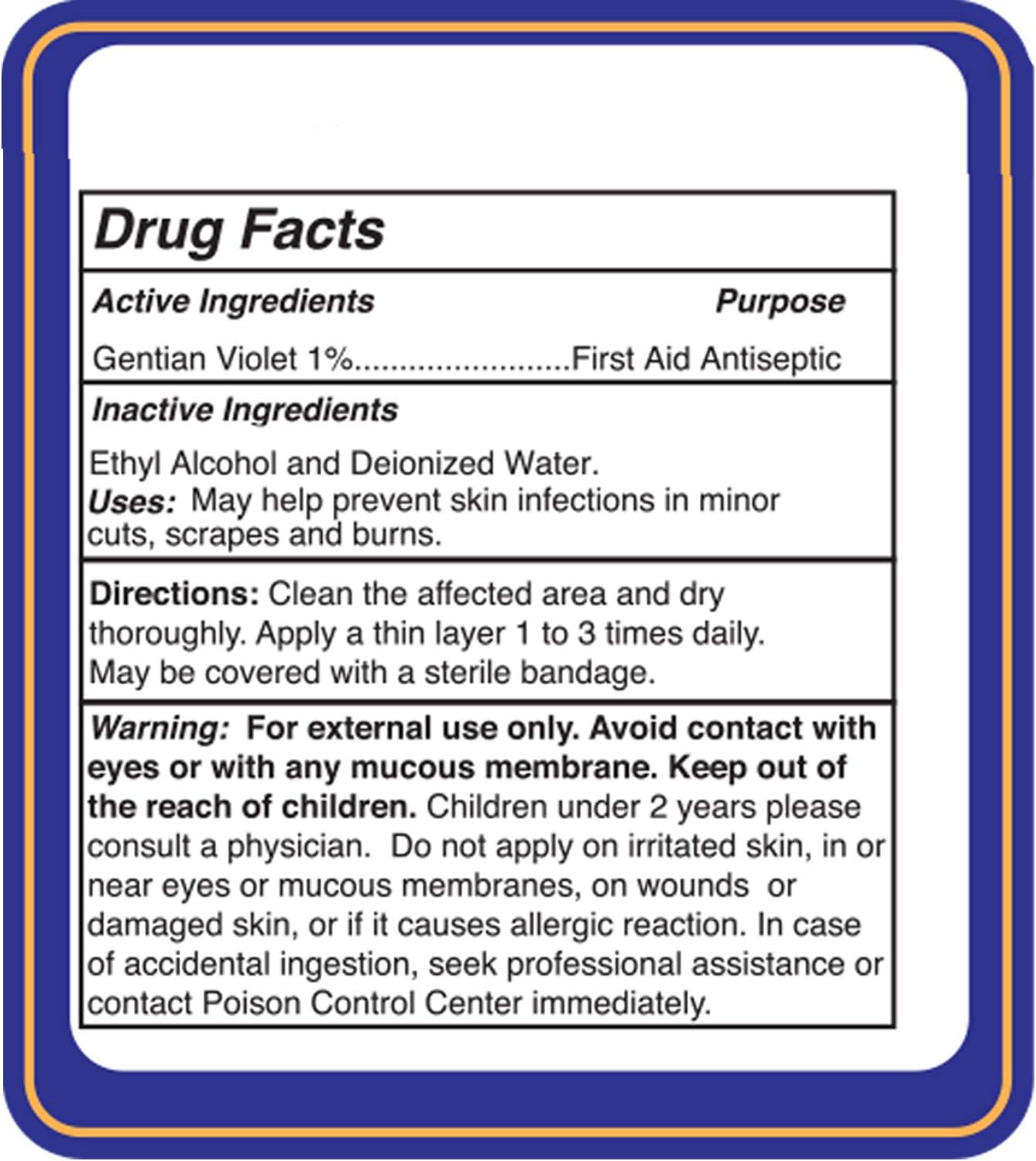 Líquido antiséptico de primeros auxilios violeta de genciana, fabricado en Estados Unidos, 1 onza líquida (2 botellas)