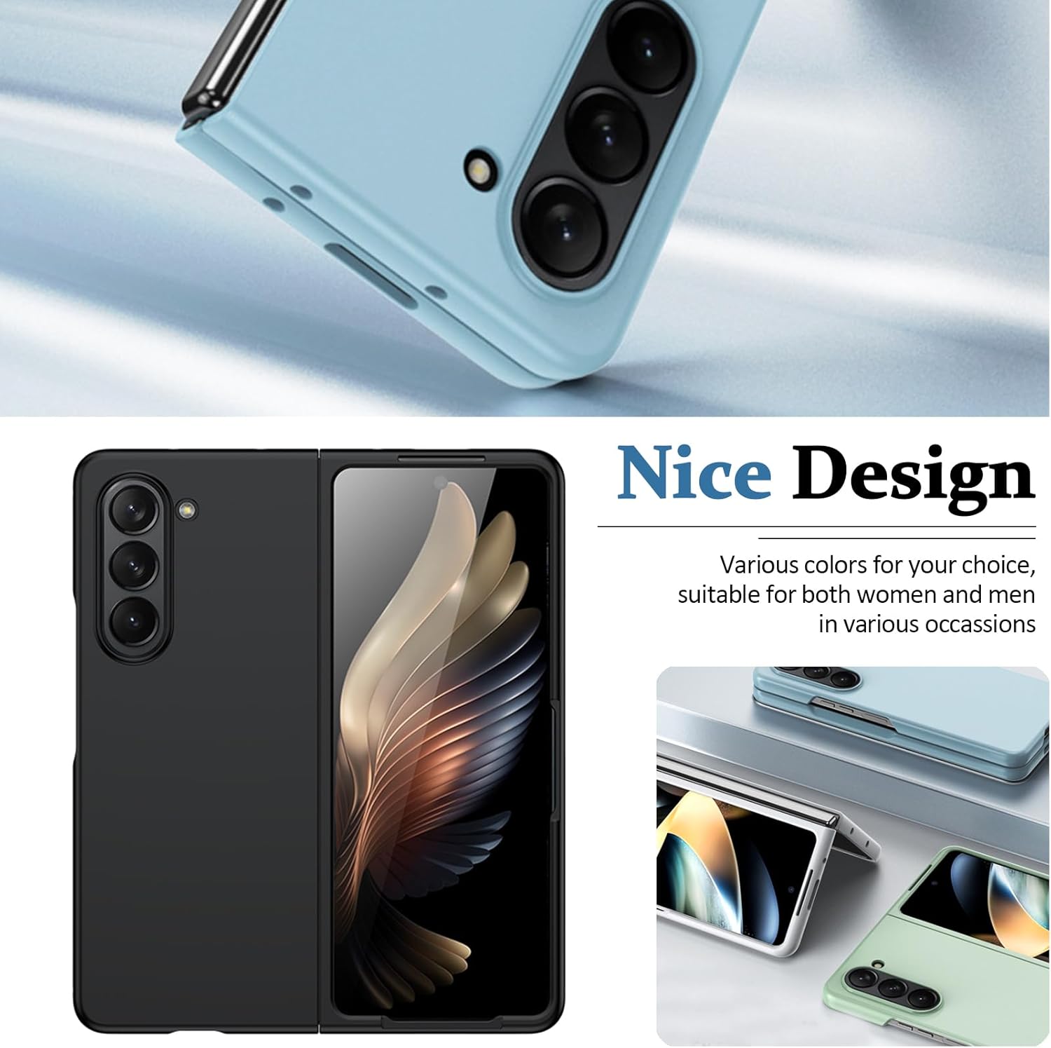 Miimall Funda compatible con Samsung Galaxy Z Fold 5, parachoques de PC líquido sedoso, carcasa plegable ultrafina y ligera, funda protectora de