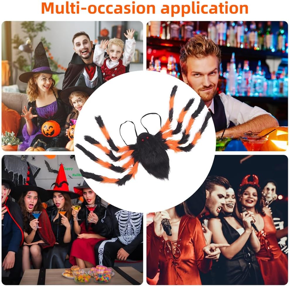 Bolsillo para araña de Halloween, mochila de araña de felpa, accesorios para fiesta, bolsas de araña de caramelo con correas, bolsa de decoración de