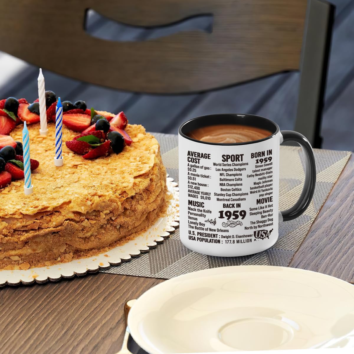 Regalos de cumpleaños 66 para mujeres y hombres, regalos de cumpleaños 66 para ella y él, regalo de feliz cumpleaños de 66 años, Back in 1959, taza