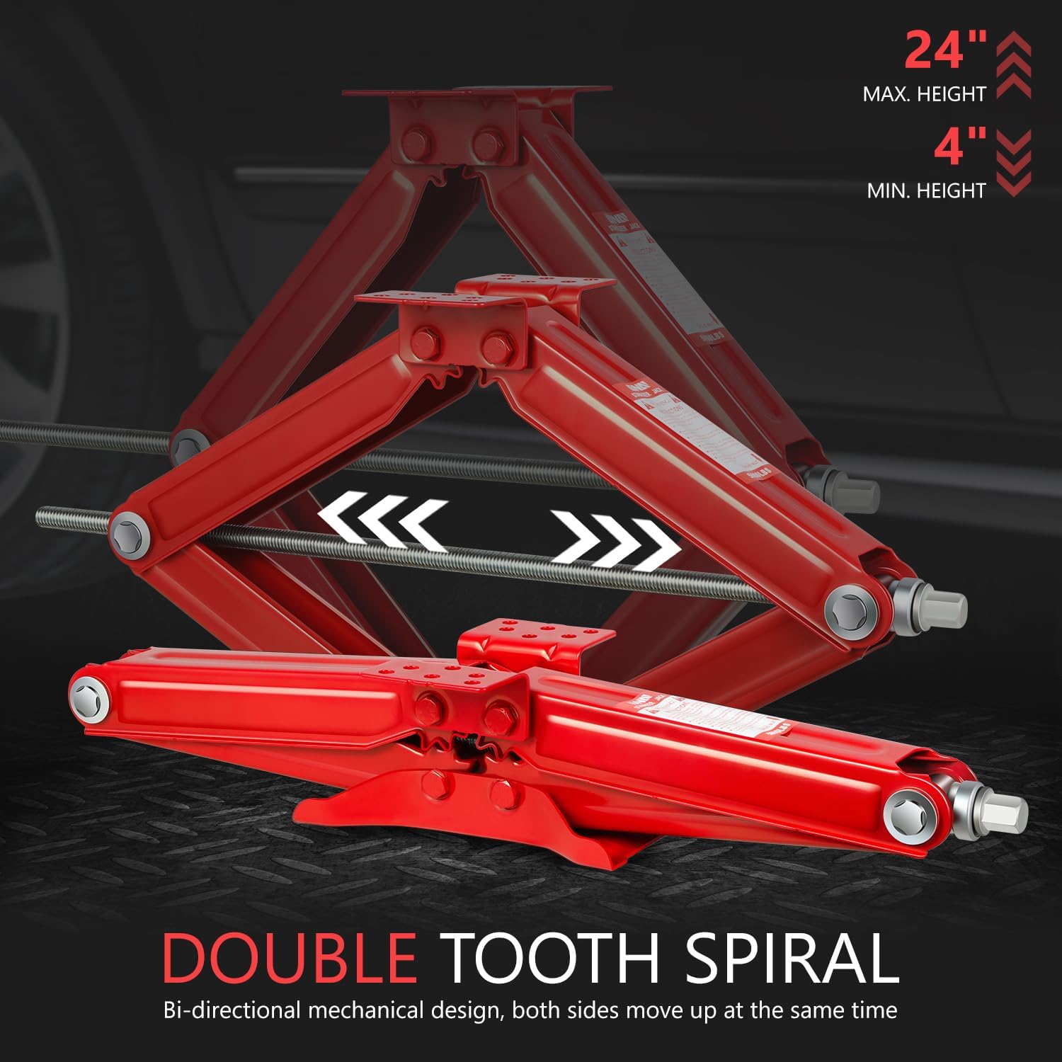 DNA MOTORING TOOLS-00328 – Paquete de 2 gatos de tijera estabilizadores de remolque de 5000 libras con manivela de velocidad, altura de 4-24