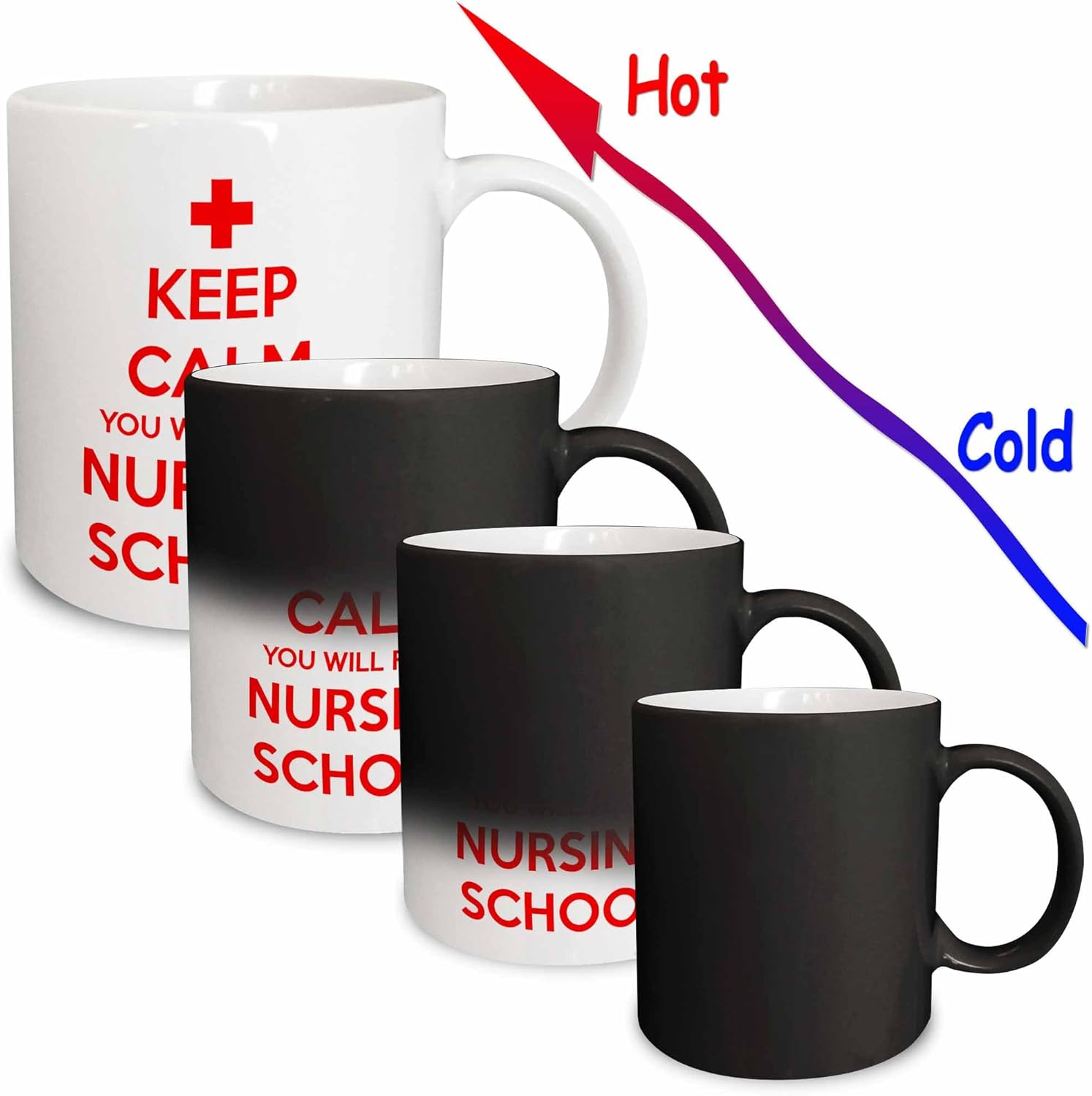 3dRose Taza con texto en inglés “Keep Calm You Will Finish Nursing School”, 11 onzas, negroblanco