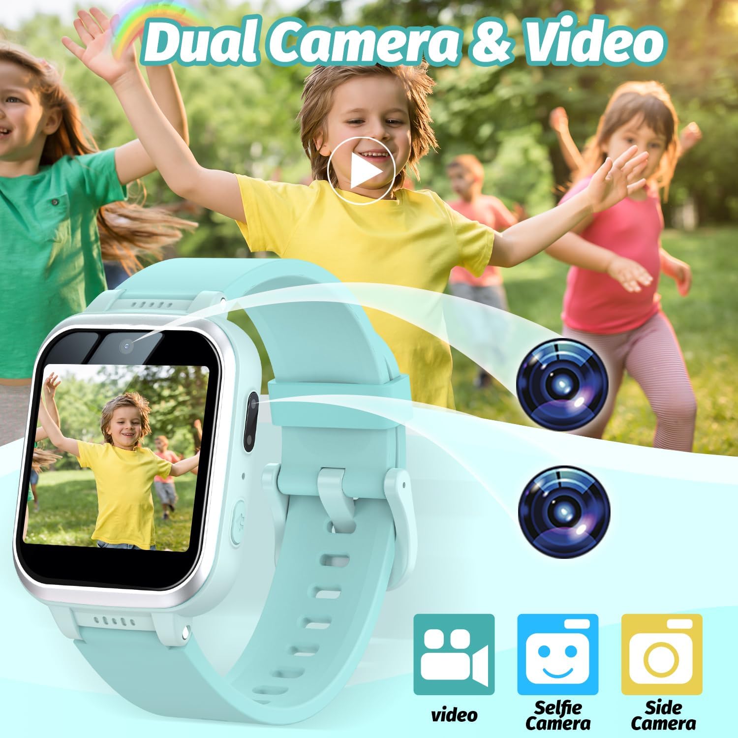 meoonley Reloj inteligente para niños con juegos de rompecabezas, pantalla táctil HD, cámara de video, reproductor de música, podómetro, reloj