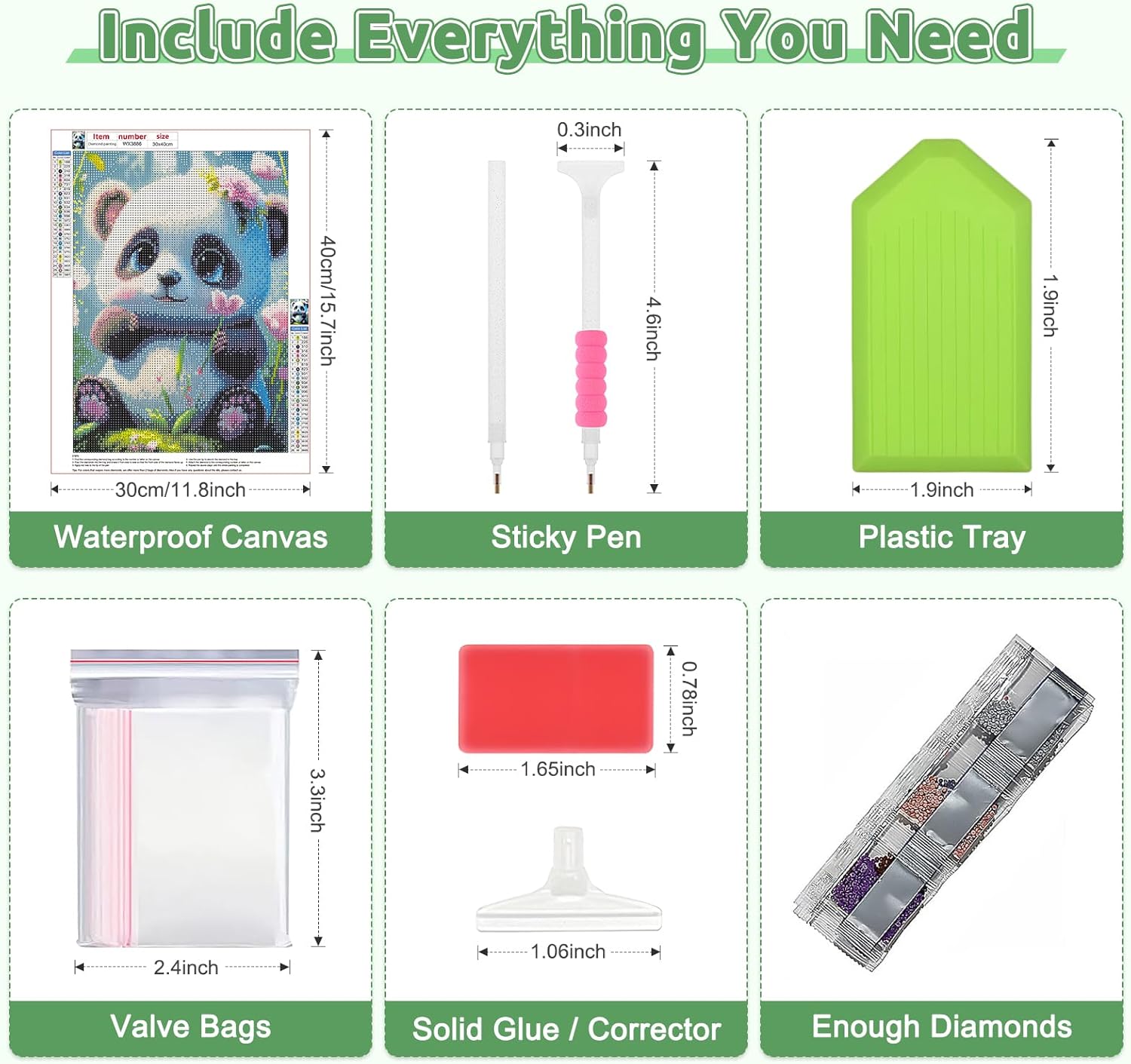 EOBROMD Kits de pintura de diamante panda para adultos, kits de pintura de diamante 5D para niños principiantes, pintura de bricolaje con puntos de