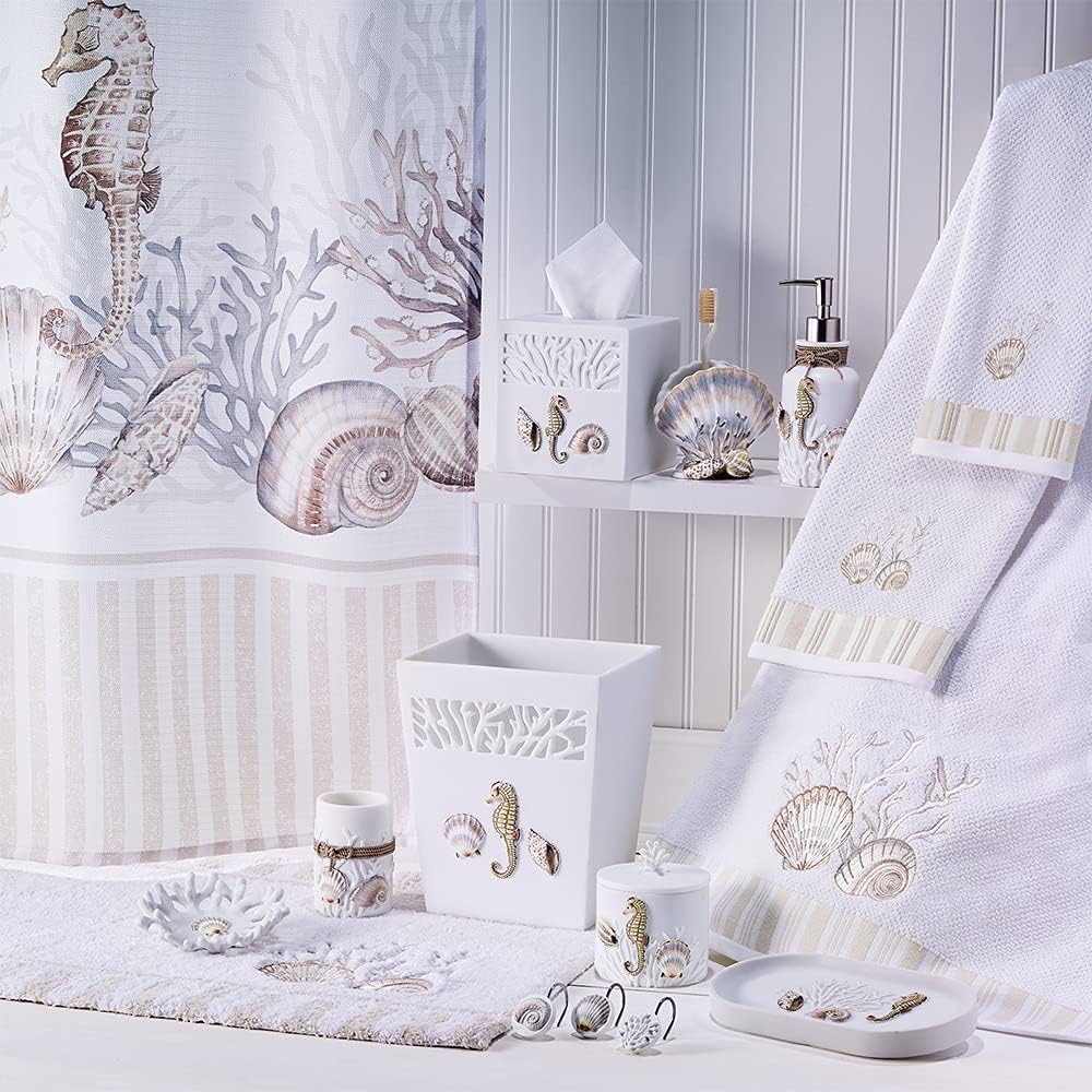 Avanti Linens – Cortina de ducha de tela, decoración de baño inspirada en Sealife (colección Destin, 72 pulgadas)