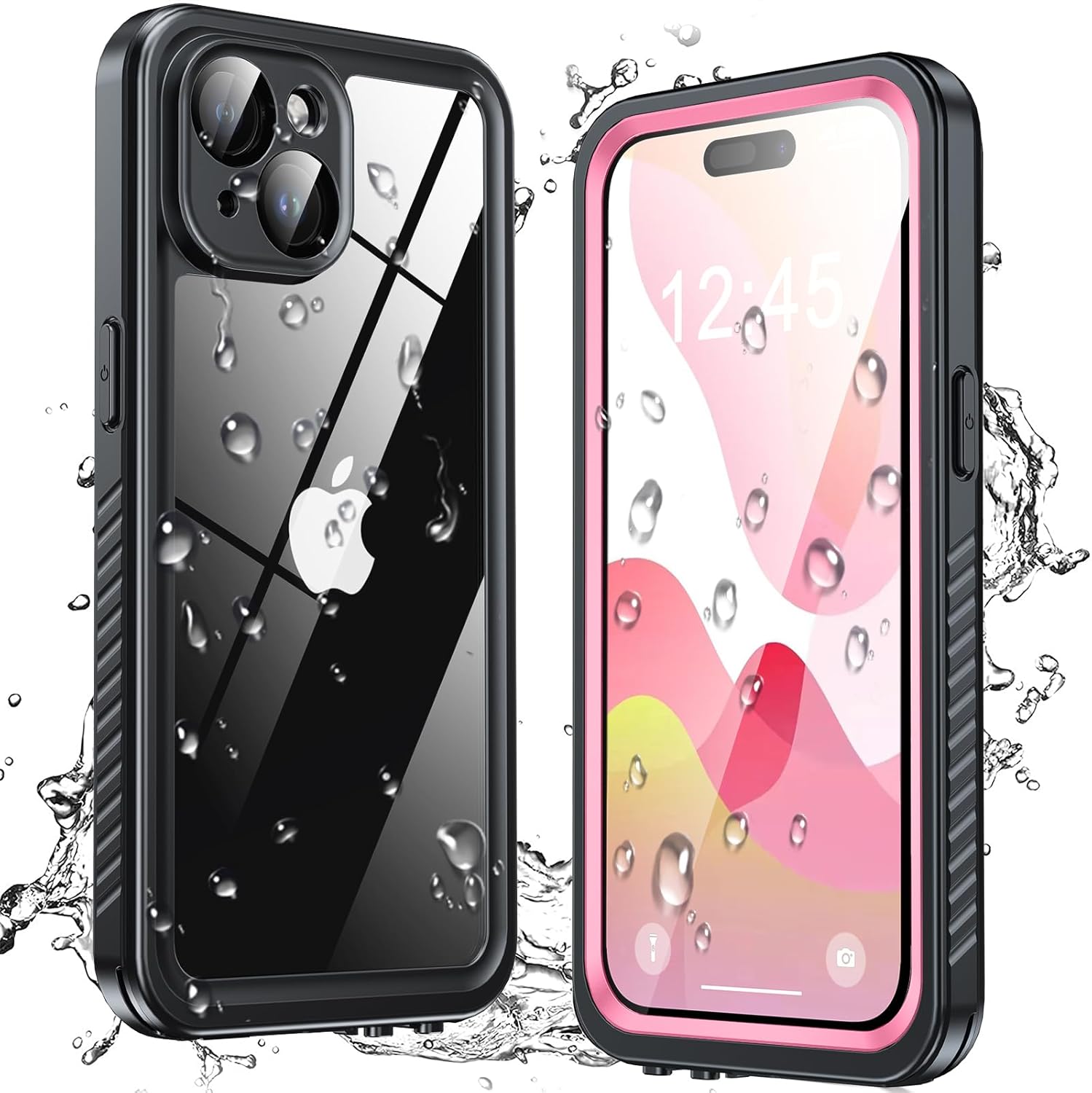 ANTSHARE Funda impermeable para iPhone 15, protector de pantalla y lente integrados 14 pies a prueba de caídas militares cuerpo completo a prueba de