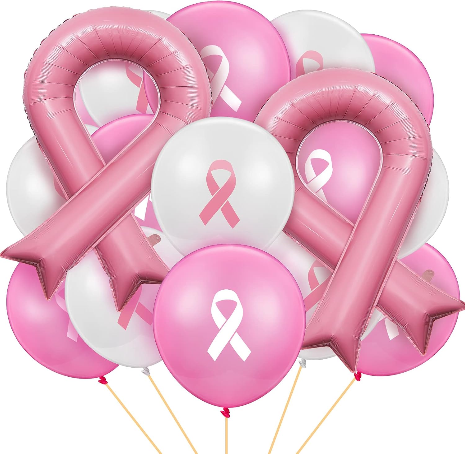 40 globos de cinta rosa sobre el cáncer de mama, globos de concienciación sobre el cáncer de mama, globo rosa sobre el cáncer de mama, globo de