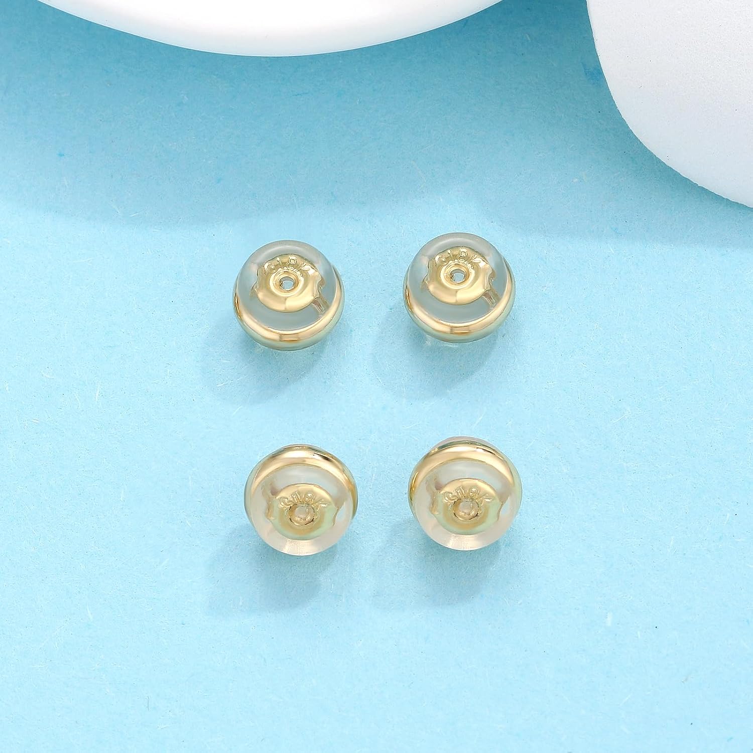 Repuesto de aros de silicona de oro de 18 quilates para tachuelas, orejas caídas, aretes pesados, 4 piezas de cierre de ciclo de metal con cierre