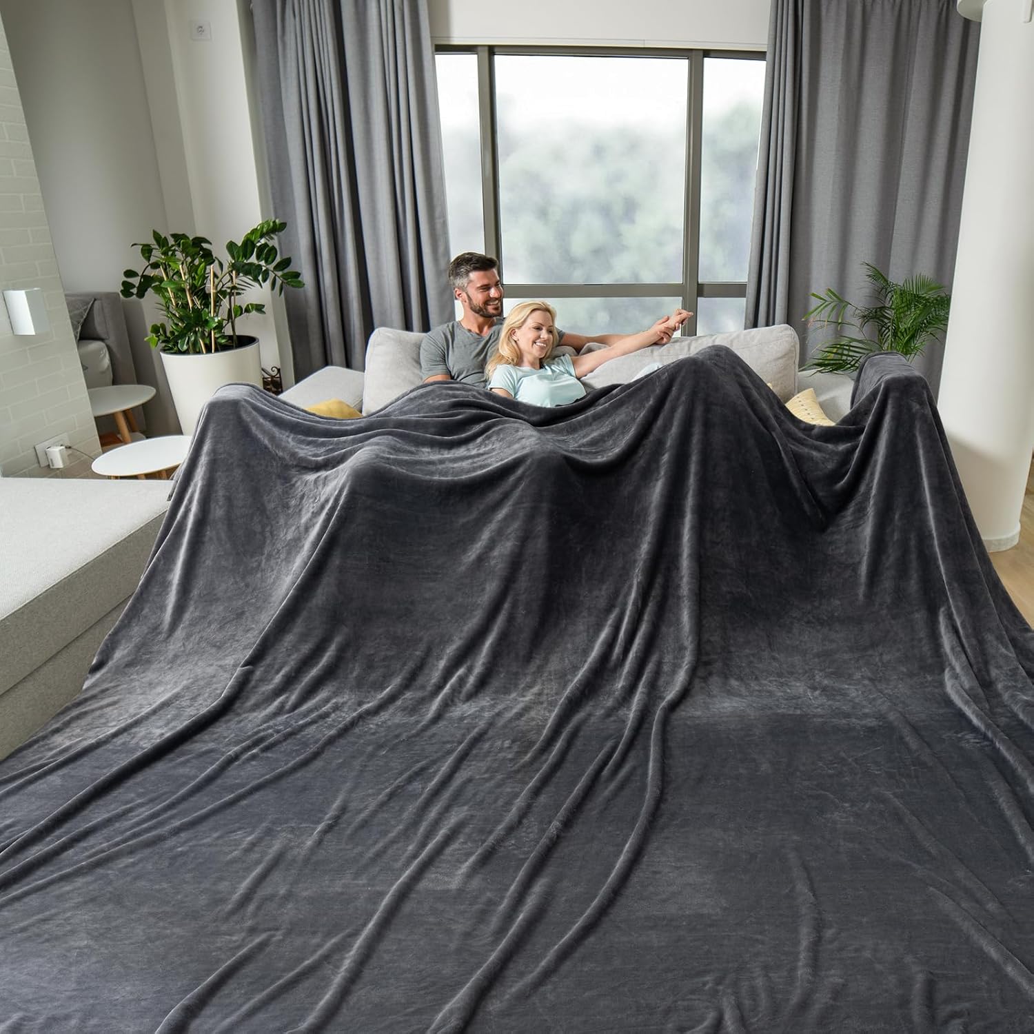 HOMFINE Manta de forro polar extragrande King de 120 x 120 pulgadas, ultra suave, acogedora, cálida, gigante de 10 x 10 pies para cama, sofá,