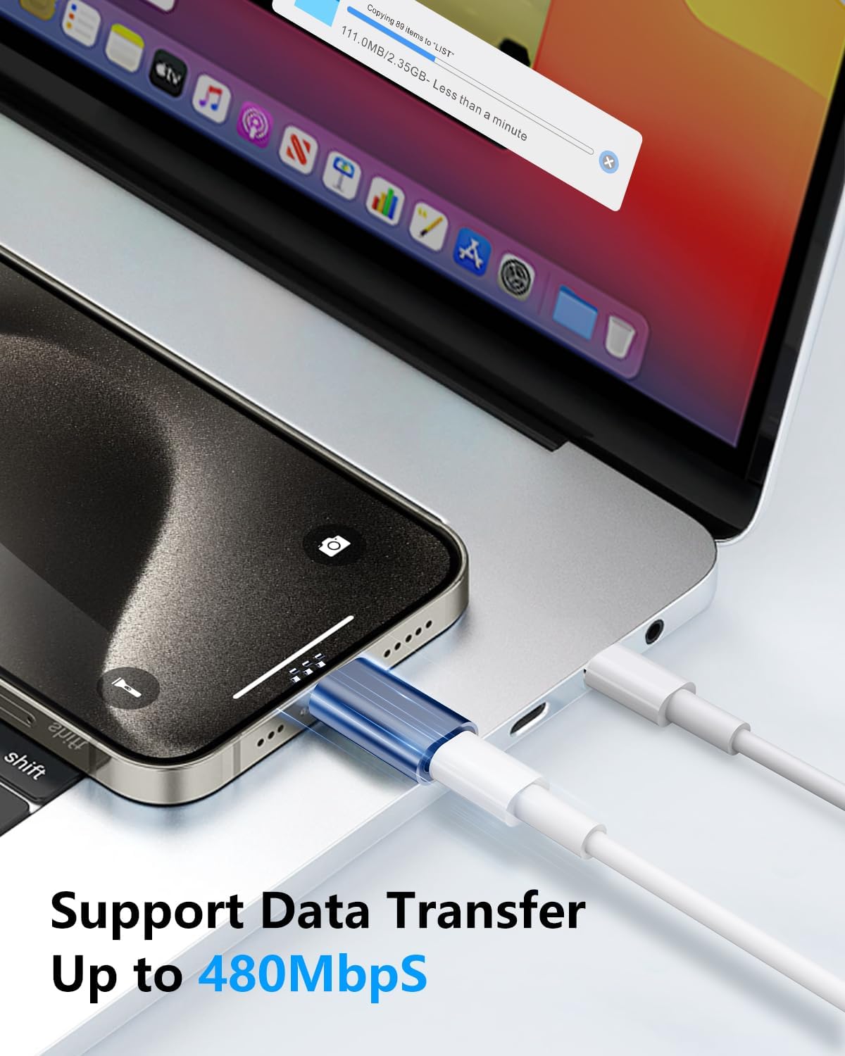Adaptador Lightning hembra a USB C macho, paquete de 2 adaptadores de iluminación a USB C, carga para iPhone 1515 Pro15 Pro Max15 Plus, para iPad,