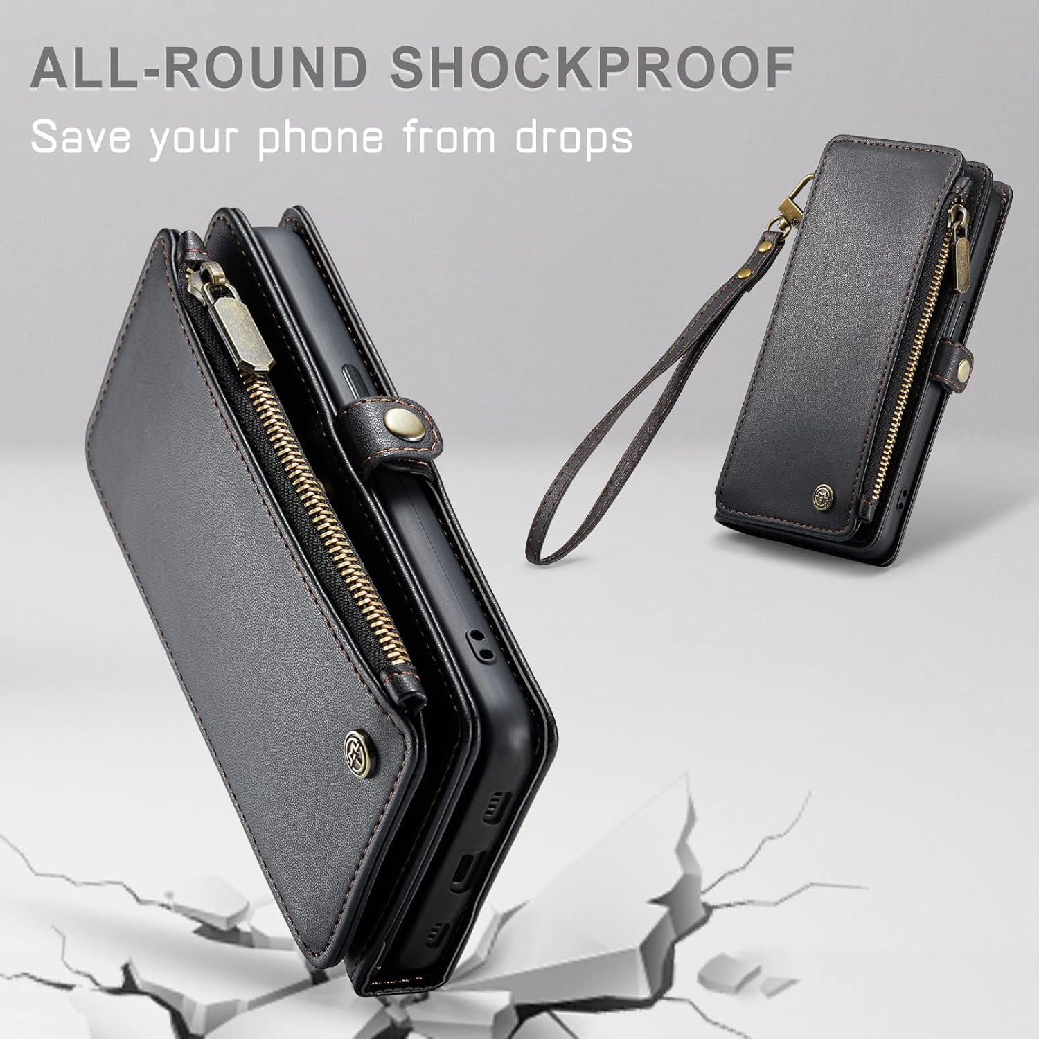 Defencase Funda para iPhone 13, bloqueo RFID para iPhone 13, funda tipo cartera para mujeres y hombres con soporte para tarjeta de crédito, bolsillo