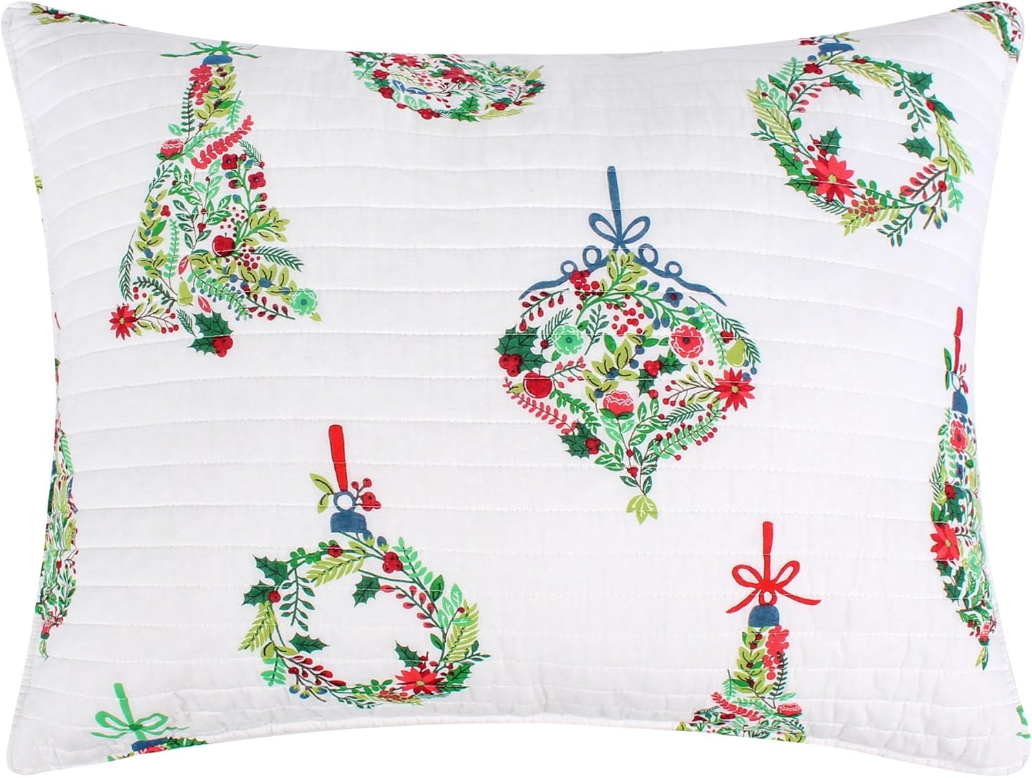 Levtex Home – Juego de edredón festivo de adornos – Edredón navideño matrimonialQueen de 88 x 92 pulgadas y dos fundas estándar de 20 x 26 pulgadas