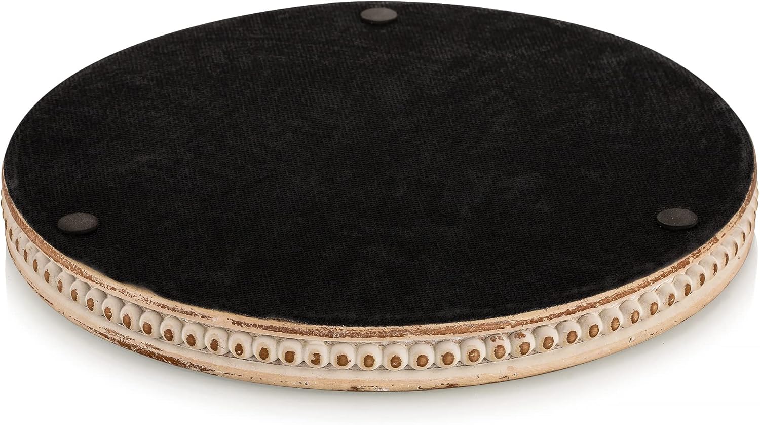 Romadedi – Bandeja de madera rústica para decoración de mesa auxiliar, bandeja decorativa redonda de madera para decoración de mesa auxiliar,