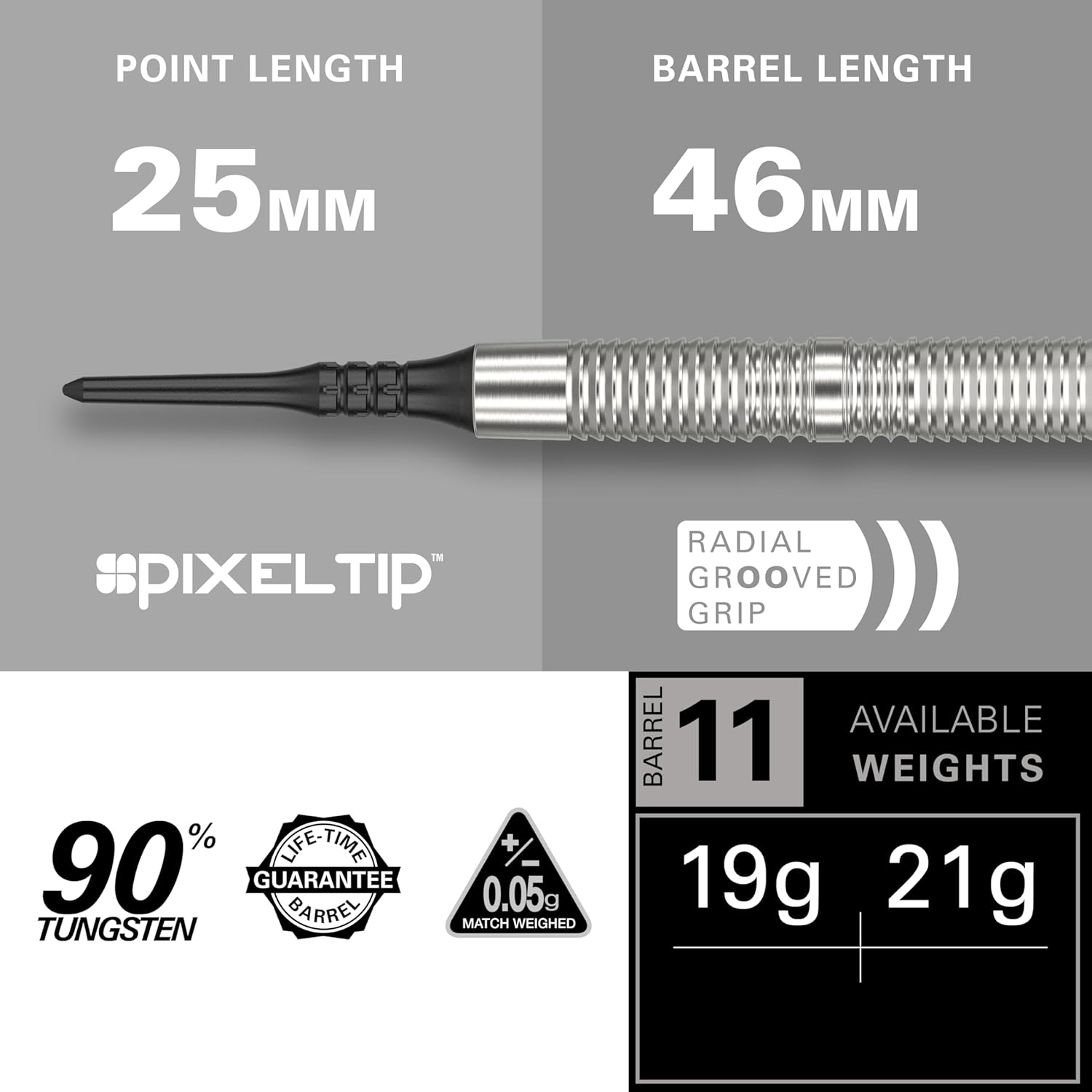 Target Darts Crux 11 – Juego de dardos de punta suave (90 % tungsteno)