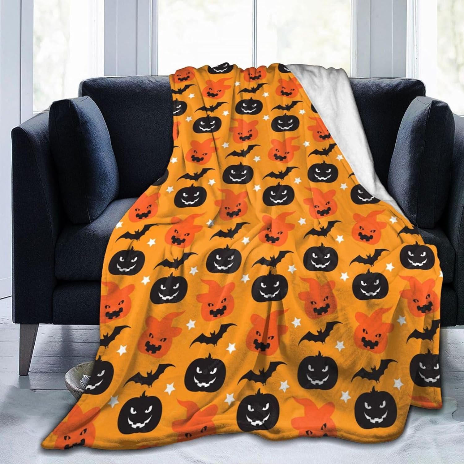 Manta de microforro polar ultrasuave para Halloween, ligera, mullida y cálida, manta de franela de Halloween para sofá, cama, sala de estar, 50 x 40