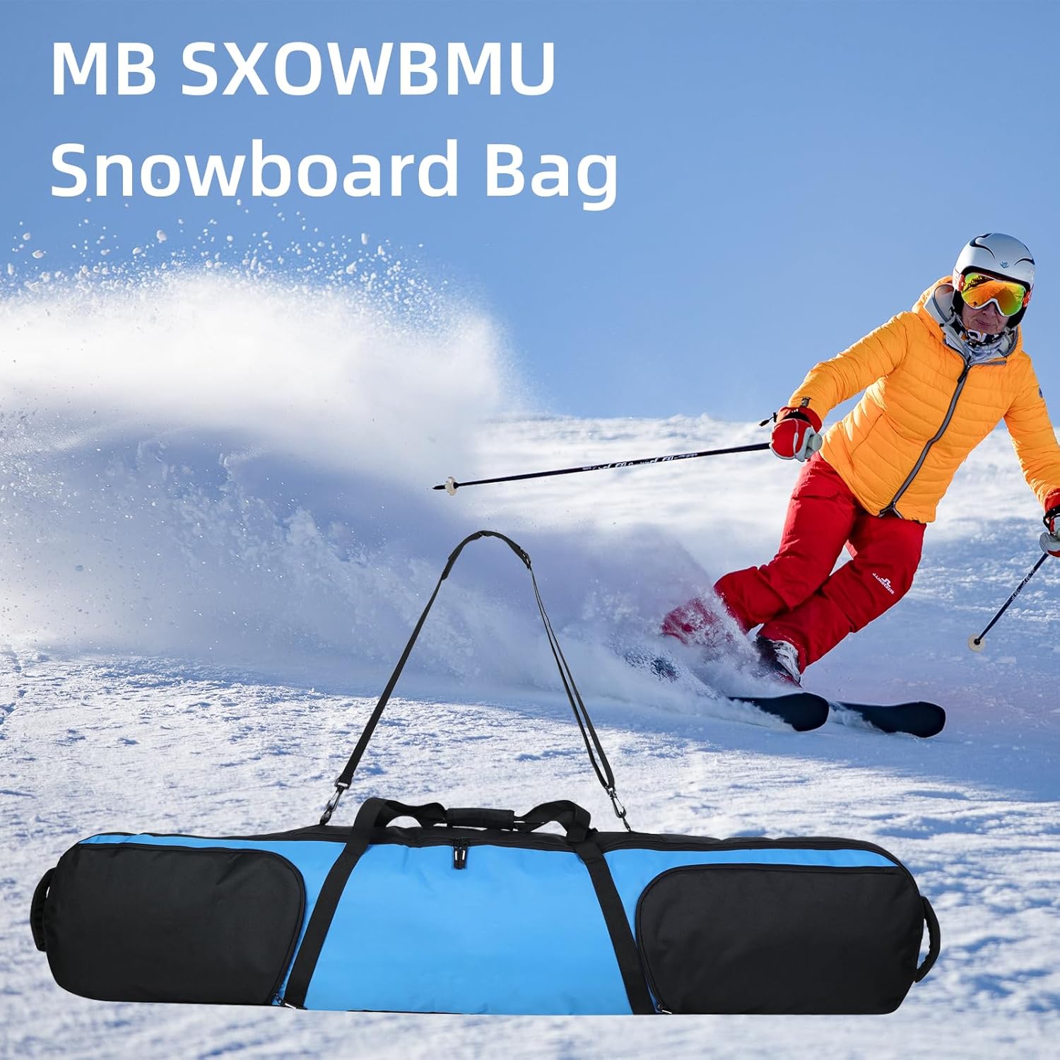 Bolsa de snowboard reforzada acolchada bolsa de esquí impermeable perfecta para viajes por carretera, viajes aéreos para snowboard, gafas, guantes,
