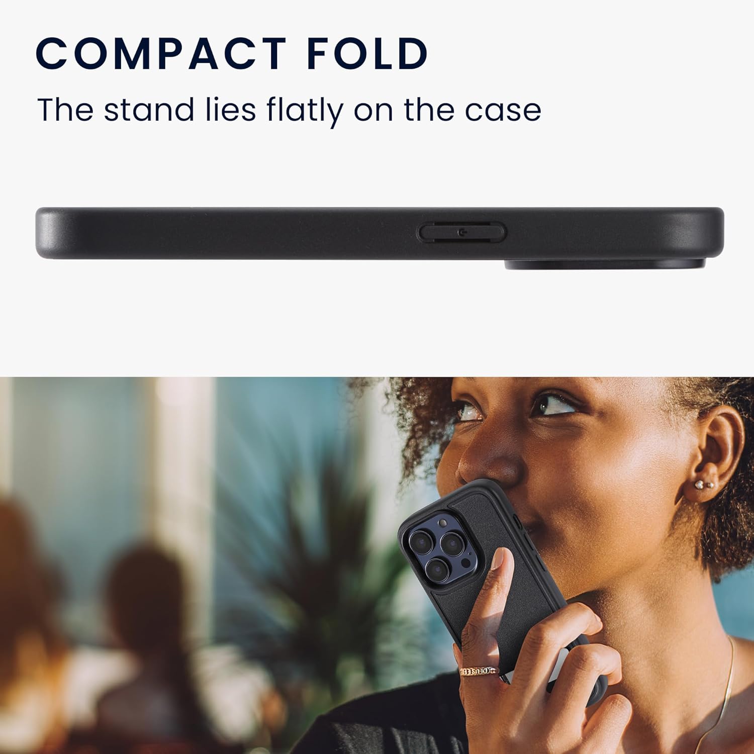 kwmobile Funda compatible con Samsung Galaxy S23 Plus con soporte – Funda rígida con parachoques suave y soporte – Negro