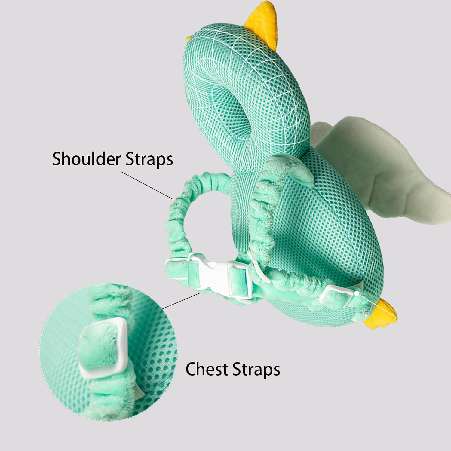 Protector de cabeza para andador de bebé, ajustable, mochila de protección para la cabeza del bebé, almohadilla de seguridad (ángel)