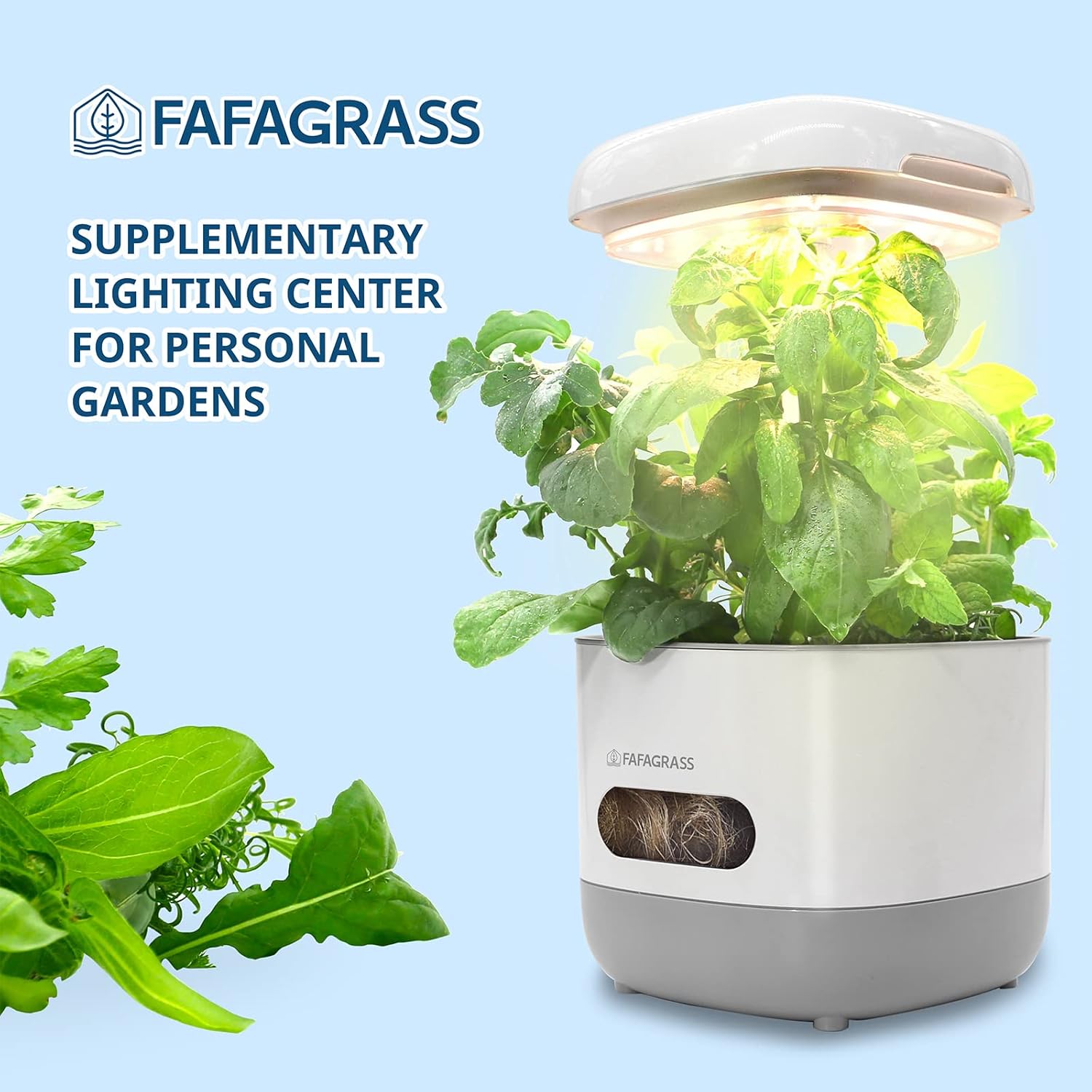 Sistema de cultivo hidropónico de jardín interior, kit de germinación de plantas FAFAGRASS Mini kit de jardín de hierbas para encimera de lámpara de