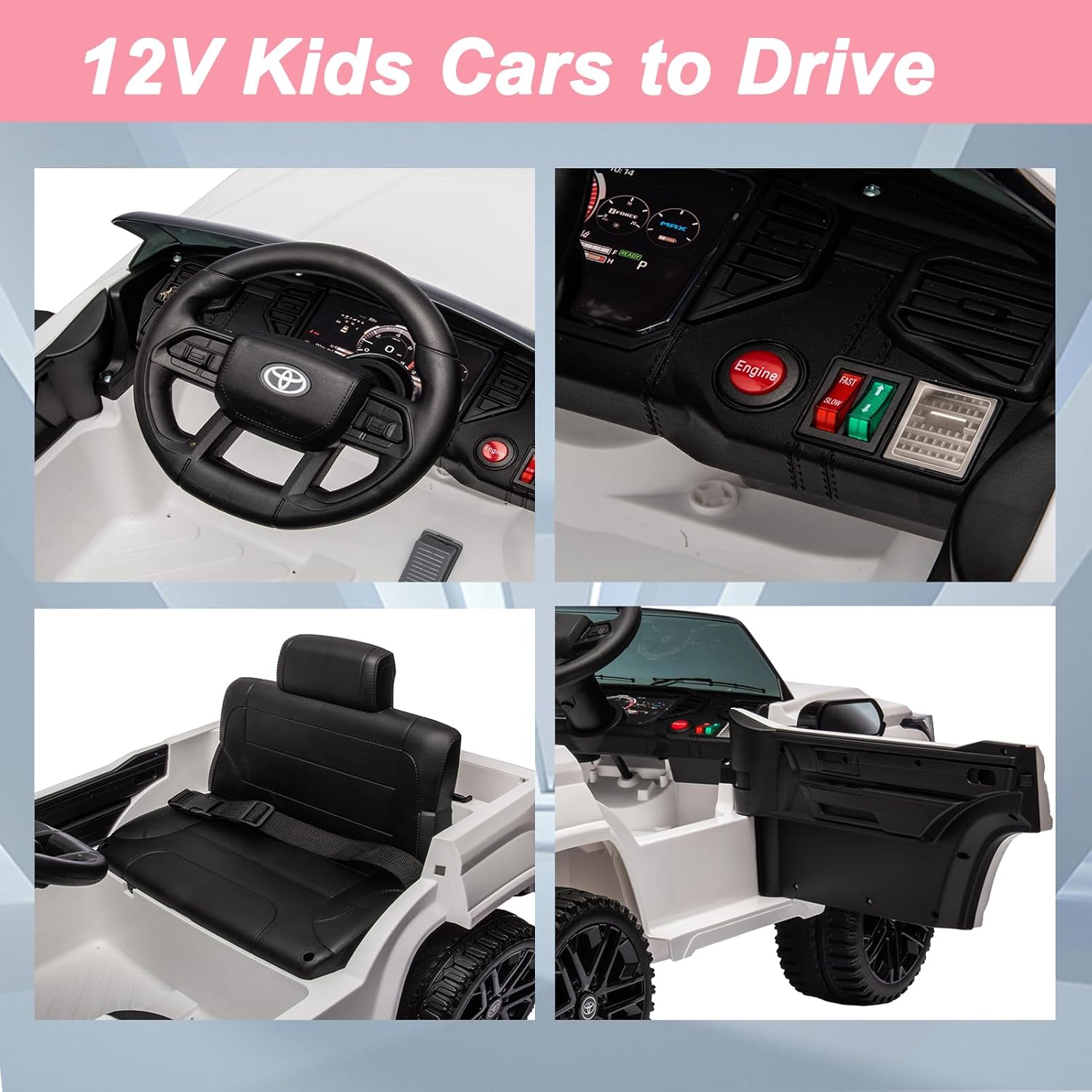 Coches para niños de 12 V para conducir, camioneta de vehículos eléctricos para niños, 2.4 G con control remoto para padres, tres velocidades