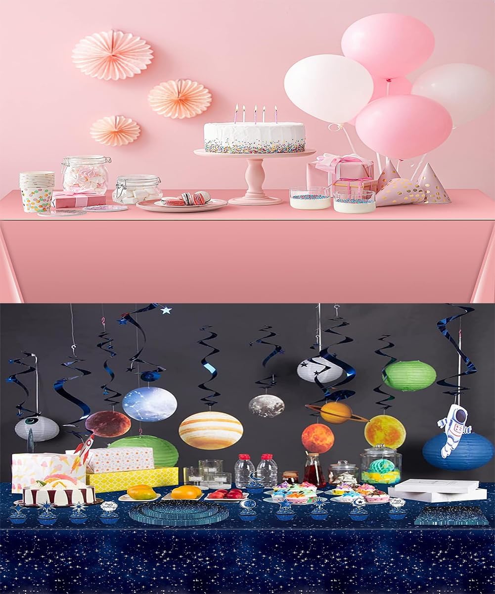 Nimrobry Pack of 6 Iridescence Tablecloths Plastic Shiny Disposable Laser Table Covers Rectangle Holographic Foil Tablecloth Waterproof for Wedding