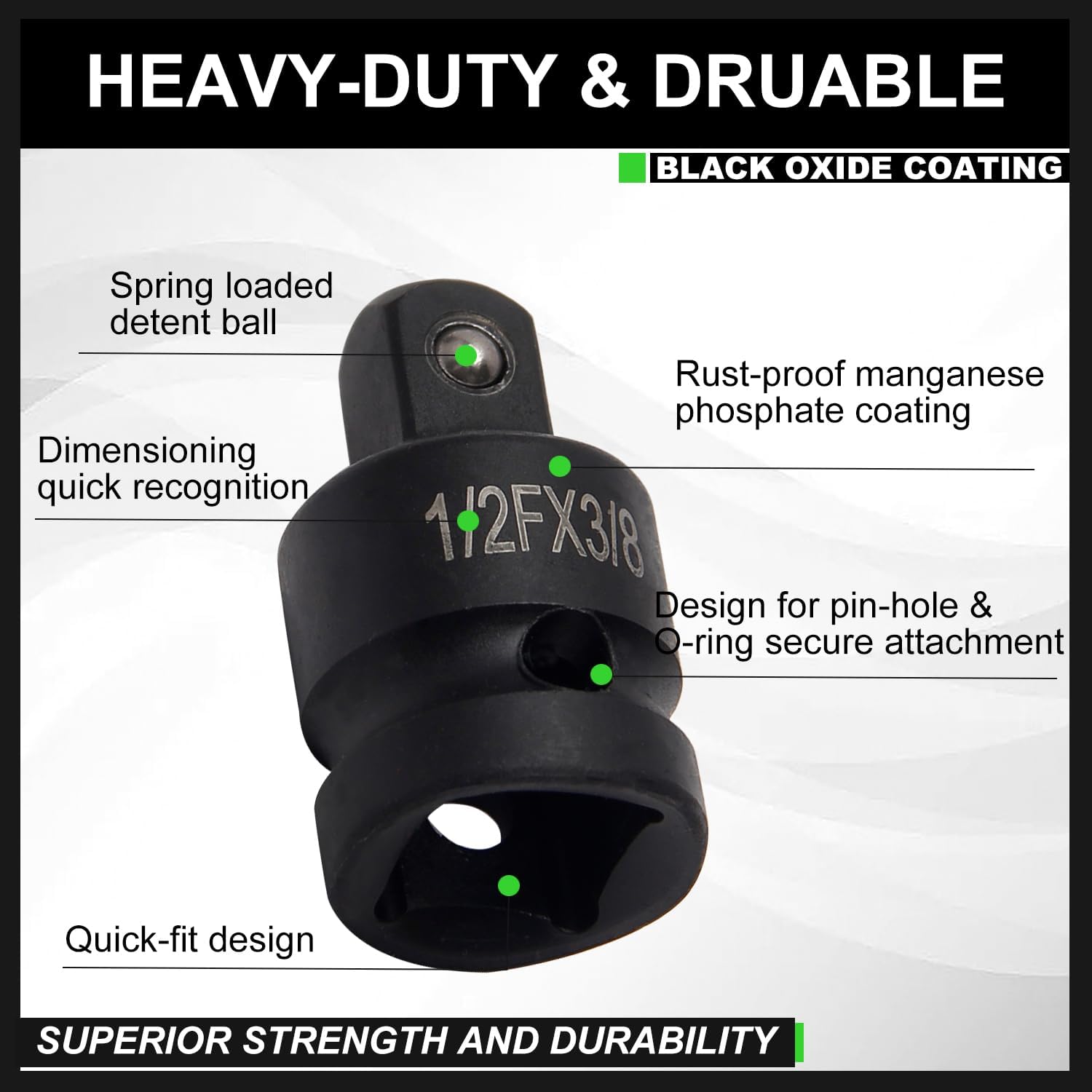 Juego de adaptador y reductor de llaves de impacto de 8 piezas, adaptador de llave de vaso de 14 pulgadas 38 pulgadas 12 pulgadas 34 pulgadas 1