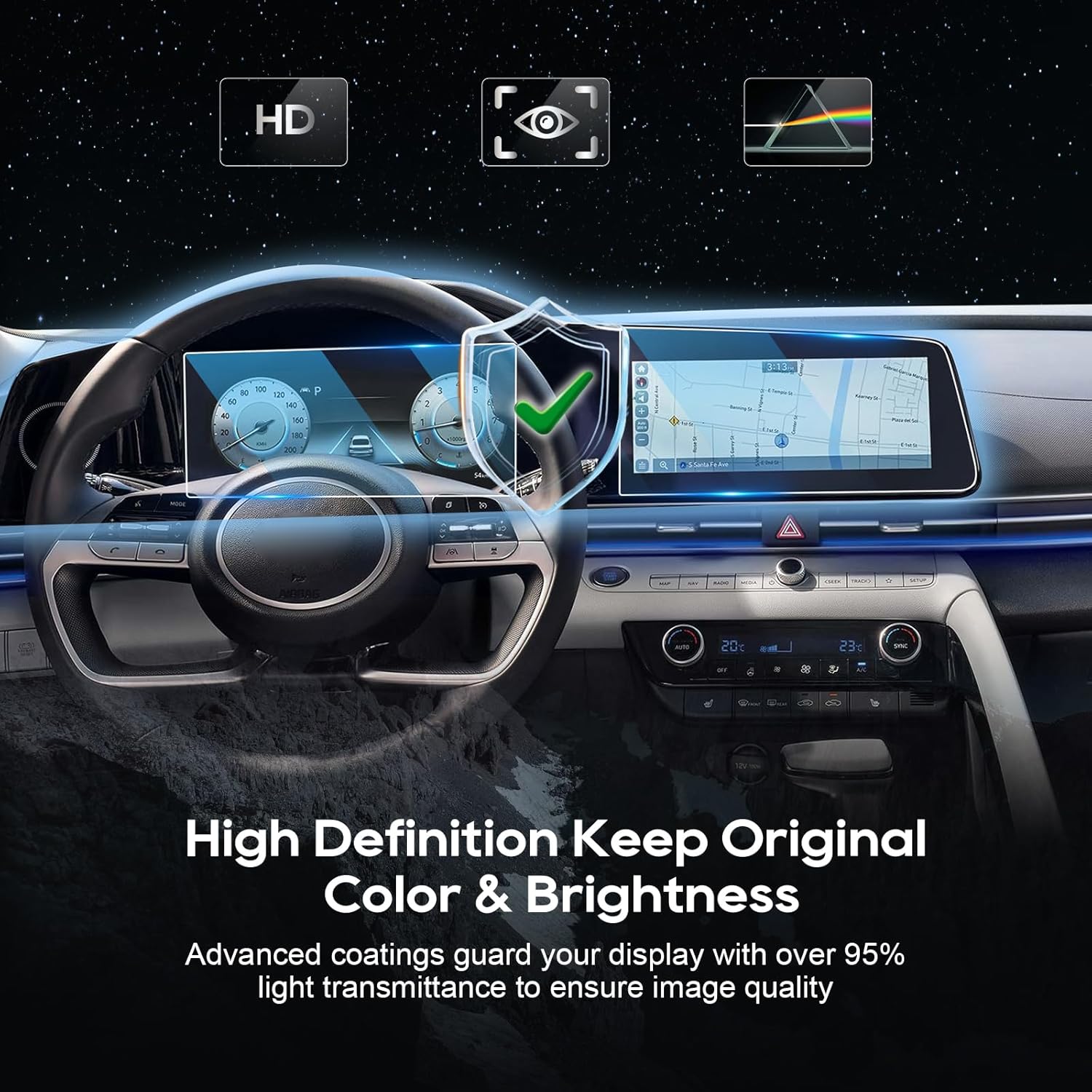 LFOTPP Protector de pantalla de navegación de automóvil para H*yundai Elantra 2021+ vidrio templado dureza 9H para automóvil, pantalla estérea,