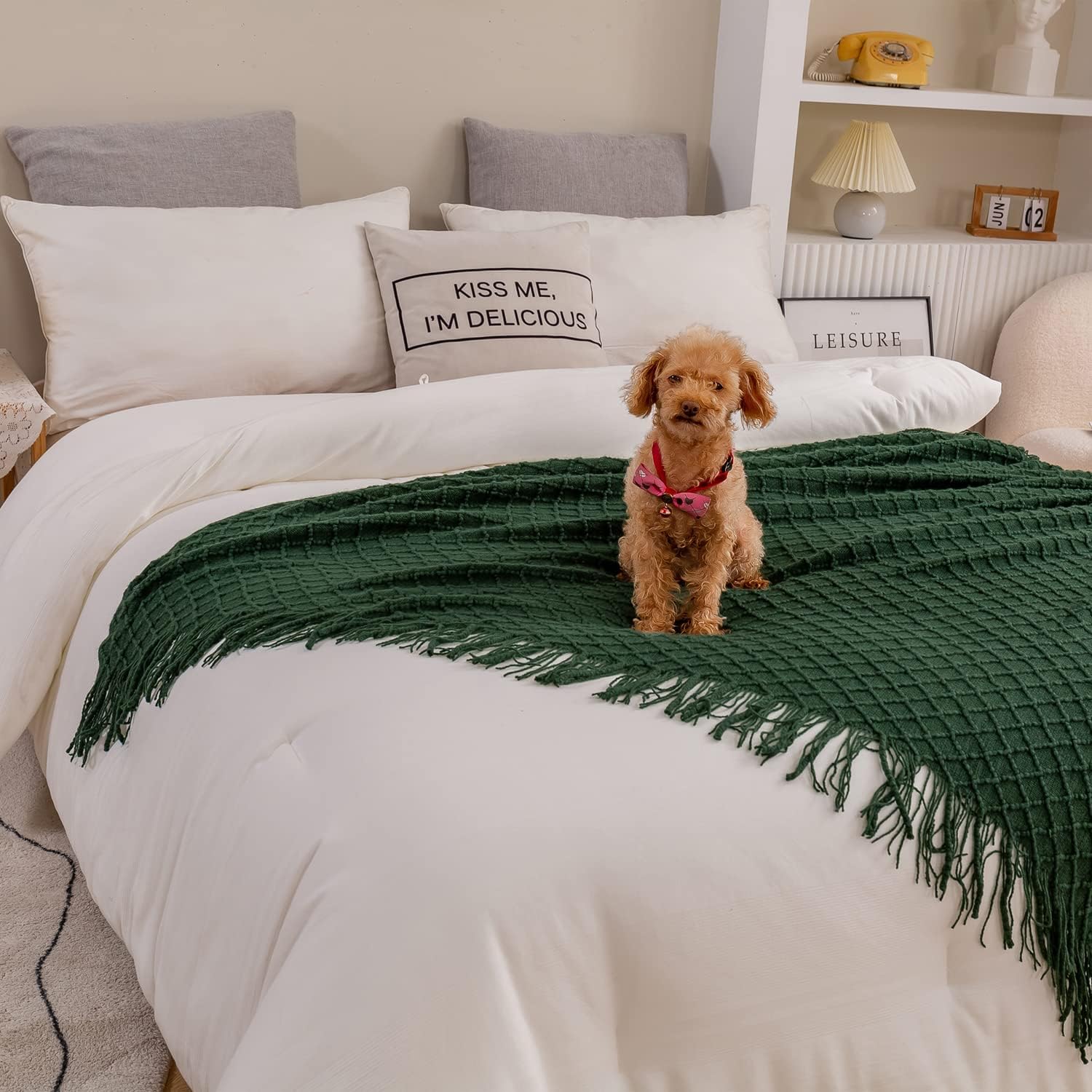 Manta para el sofá, manta de punto suave y acogedora con borla, manta decorativa ligera para el sofá, silla, cama, viajes y sala de estar, apta para
