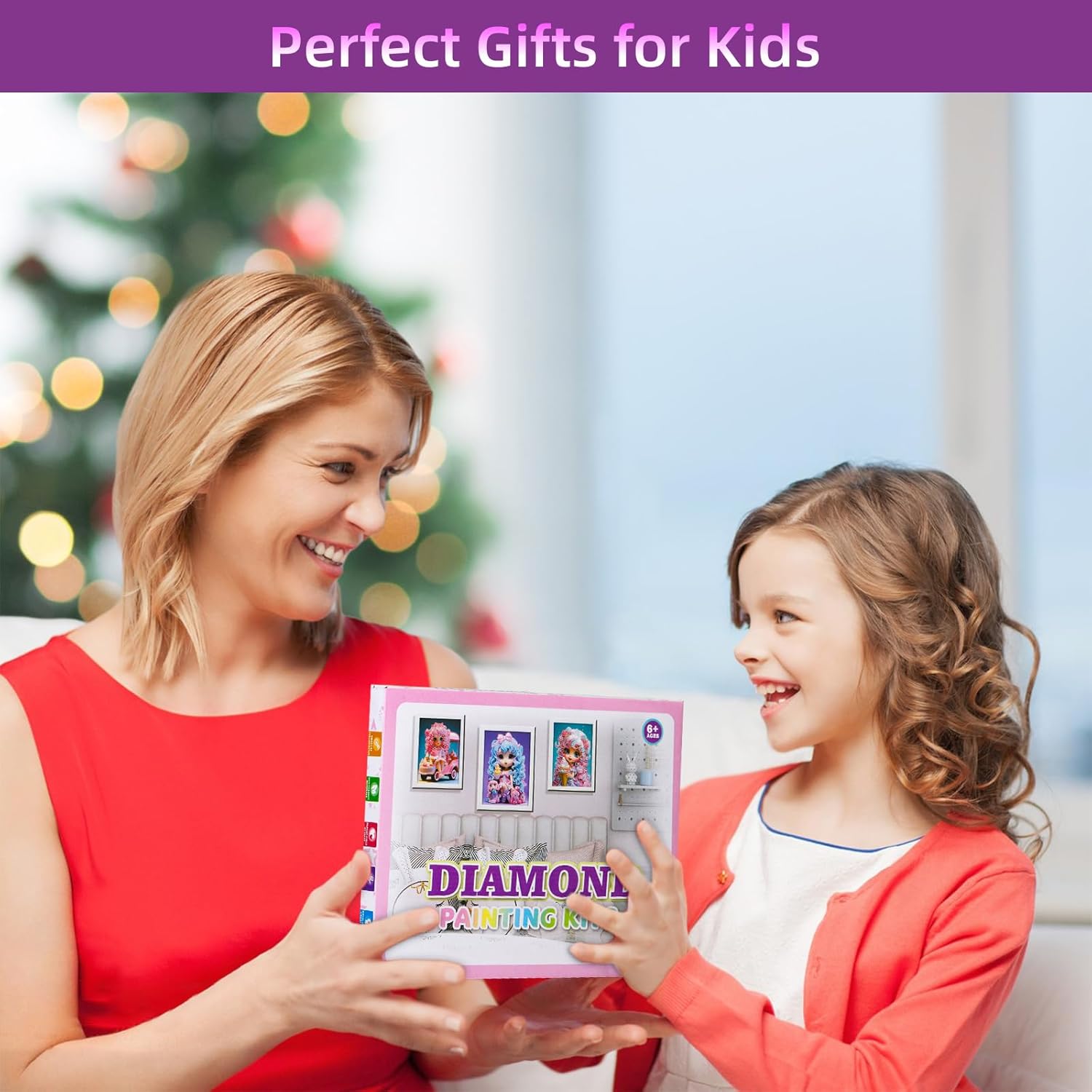 PracticeJQDEN Kits de pintura de diamantes 5D, artes y manualidades para niños, kits de pintura de gemas por números con marco, manualidades y