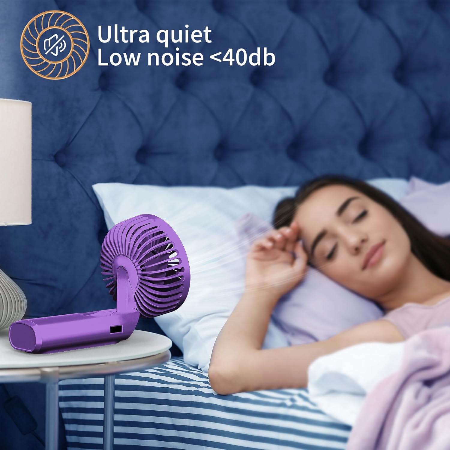 Ventilador de mano, ventilador portátil, ventilador personal recargable por USB de 4000 mAh, mini ventilador de escritorio plegable de 180, 6