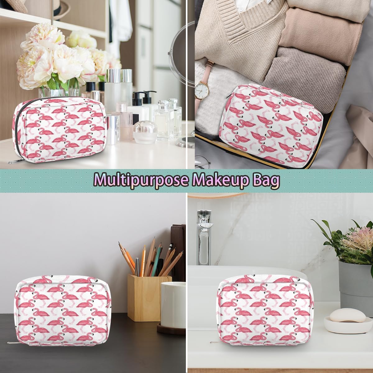Neceser de viaje para mujer, bolsa de maquillaje de viaje, organizador de bolsa de maquillaje pequeña para viajes, bolsa de cosméticos, bolsa de