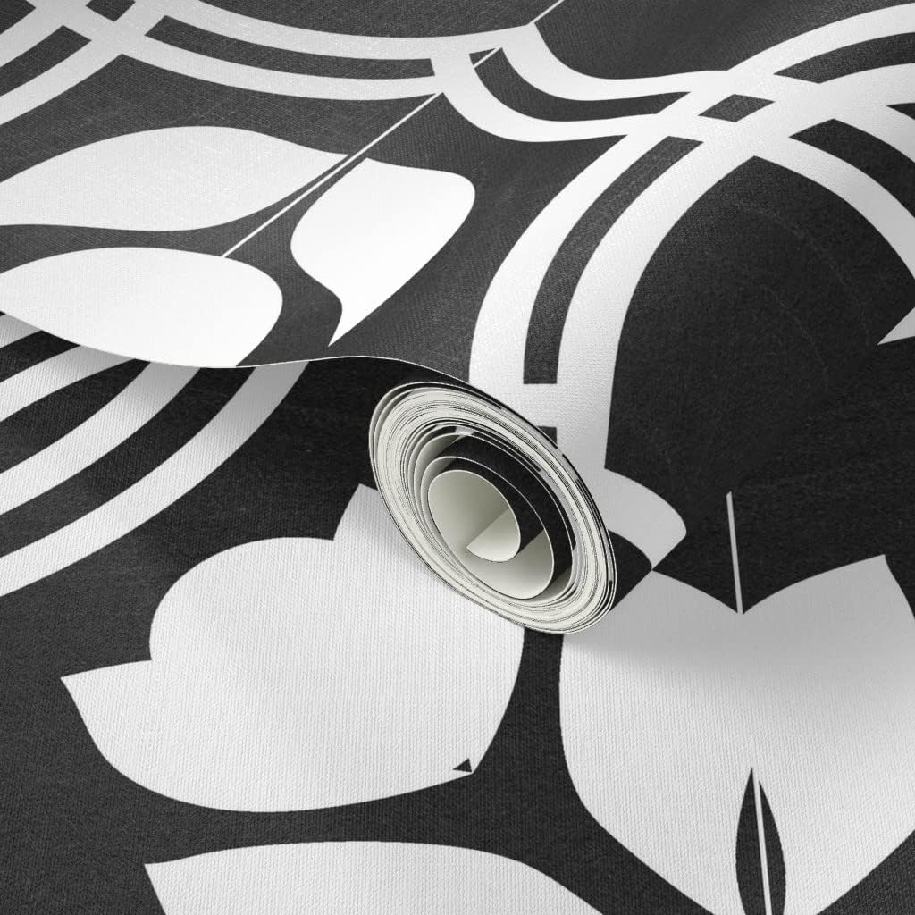 Spoonflower Muestras de papel tapiz para despegar y pegar, azulejos modernos de granja tradicionales, azulejos españoles tradicionales negros y