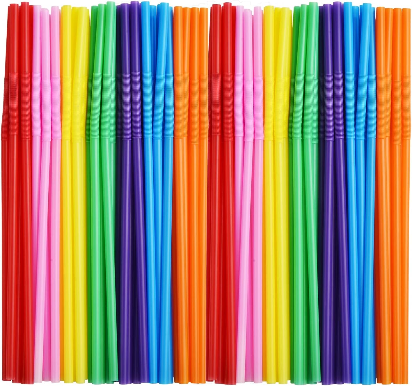 ALINK 300 pajitas de plástico flexible, 10.2 pulgadas, extra largas, coloridas, desechables, flexibles, para fiestas
