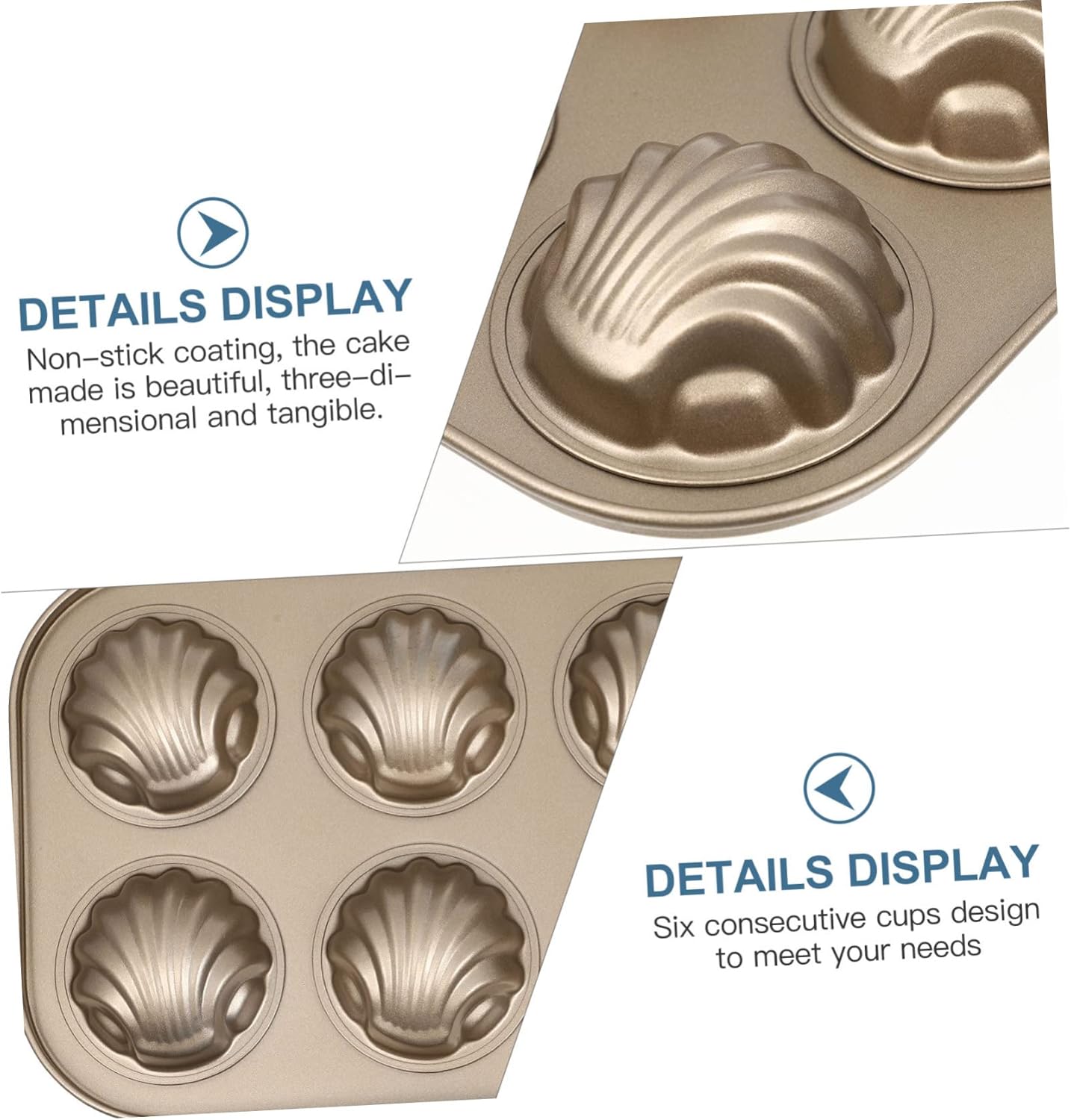 3 piezas de molde para tartas, molde para hornear galletas, decoración de boda, moldes para magdalenas, antiadherentes, 6 moldes de madeleine, molde