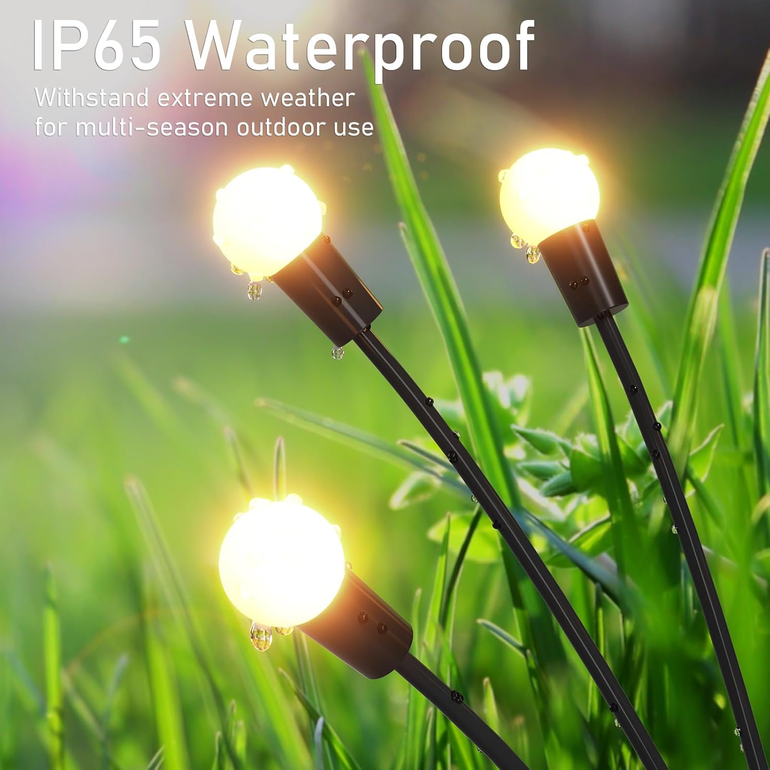 Paquete de 2 luces solares de jardín, 16 luces LED mejoradas para jardín, luces solares para exteriores, brillantes, de alta flexibilidad, para