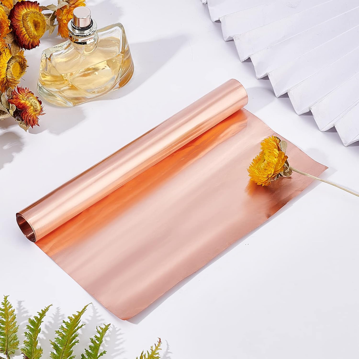 OLYCRAFT Rollo de cobre de 0.001 in de alta pureza de cobre puro a prueba de clima, lámina de cobre de color salmón claro, hojas de cobre para
