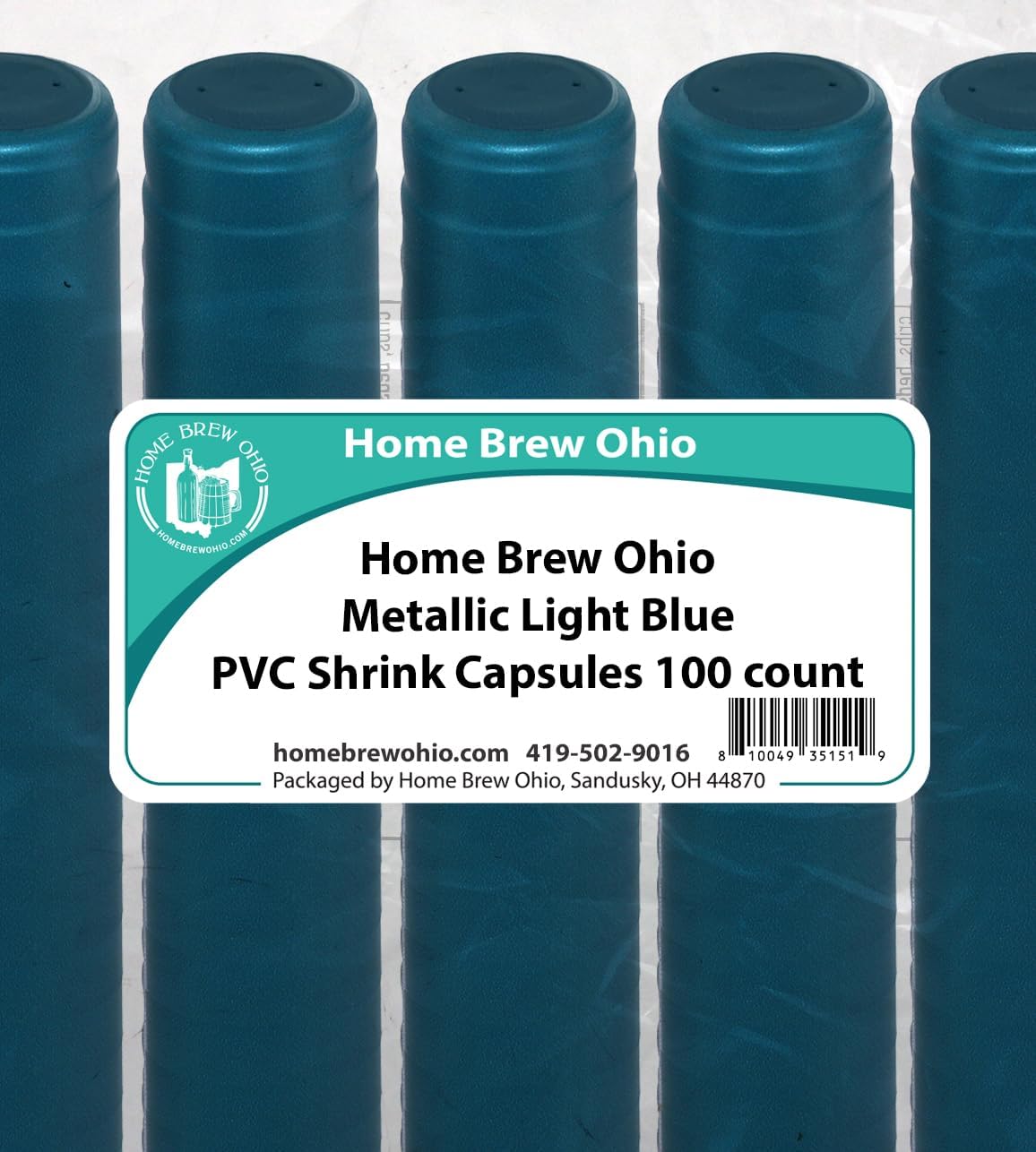 Home Brew Ohio Metallic Light Blue PVC Shrink Cápsulas 100 unidades