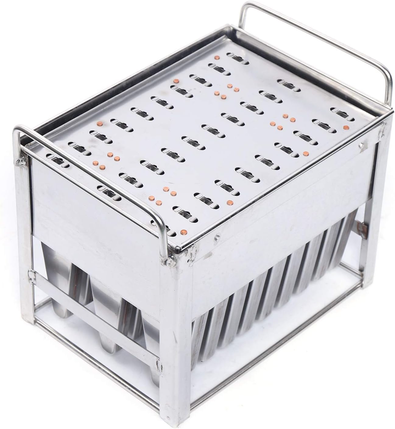 PIOJNYEN Moldes de paletas de acero inoxidable, 30 moldes para paletas de hielo, hechos a mano, con soporte para palillos, para hacer paletas de