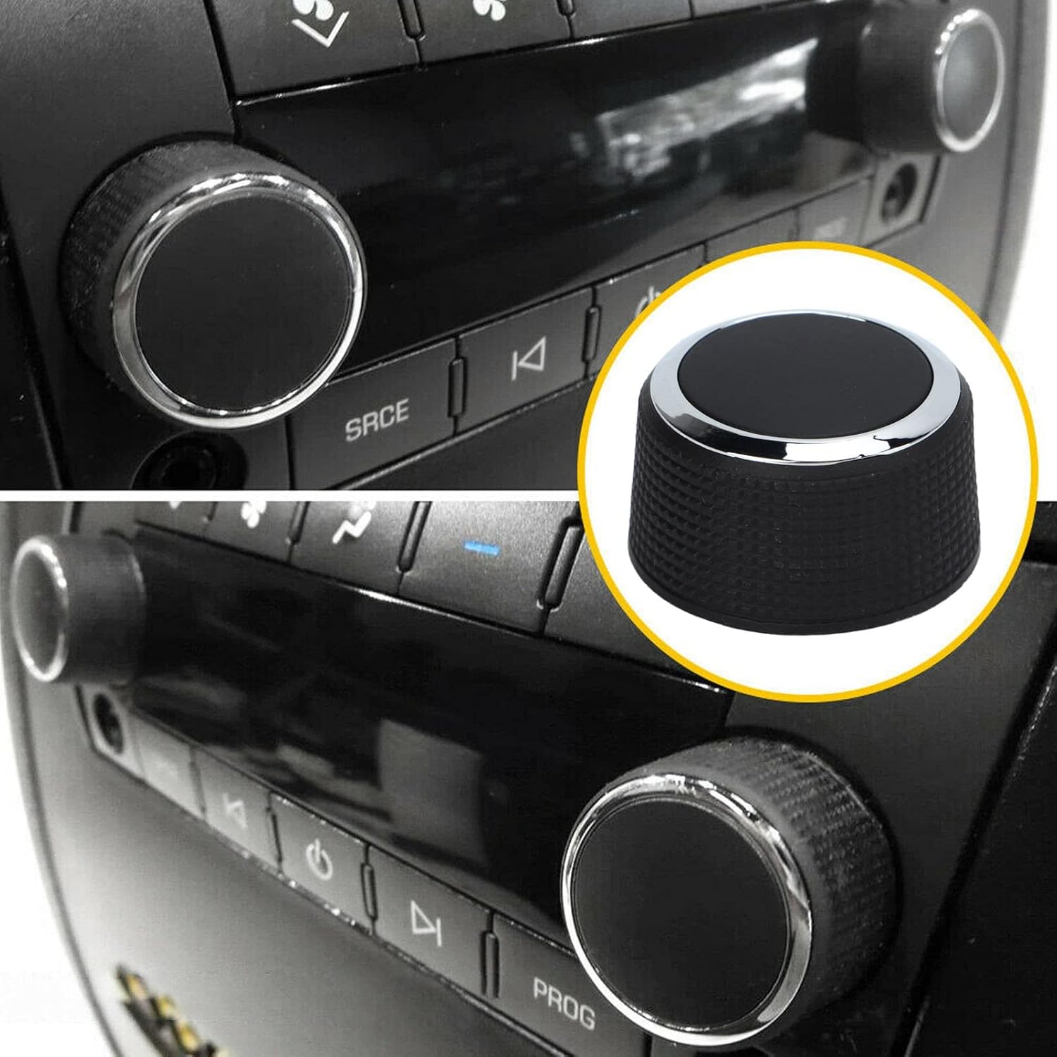Pomo delantero de volumen de radio, 2 piezas de perilla de control de volumen de radio trasera 22912547 repuesto para Suburban 2007 2008 2009 2010