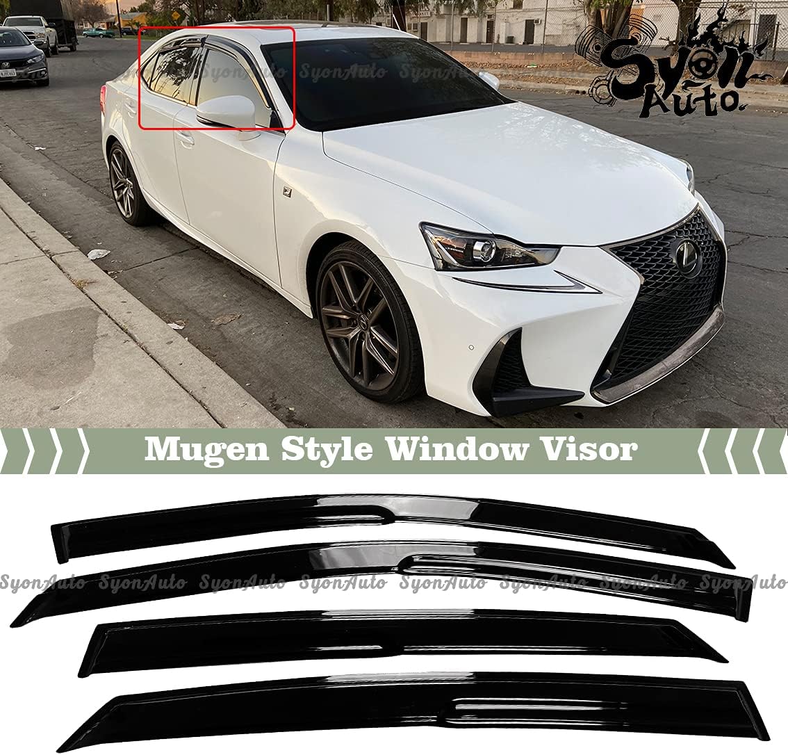 Se adapta a Lexus 2014-2020 es 200t 300 JDM Mugen Style Visor de ventana deflector de protección de lluvia