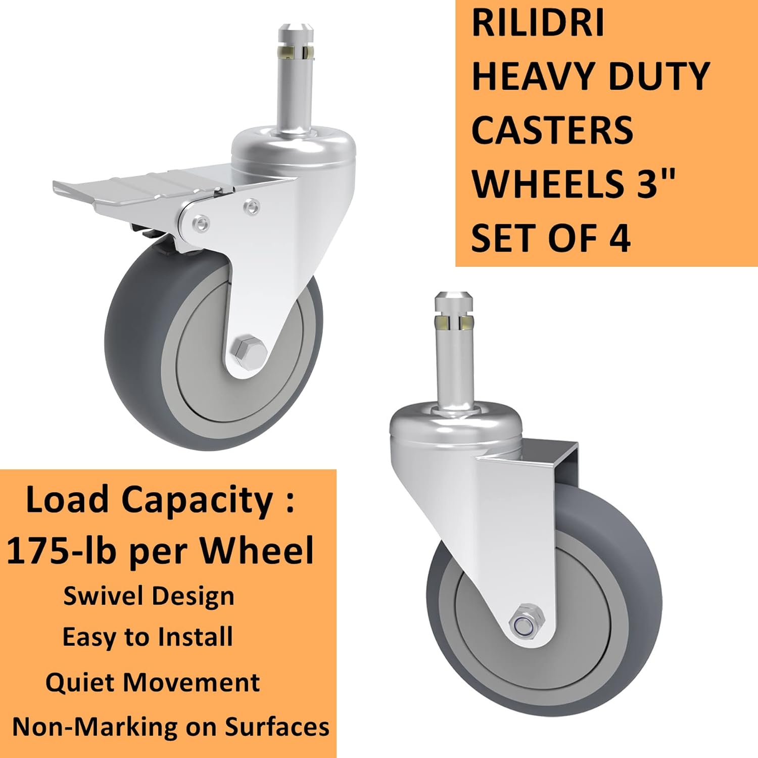 Rueda giratoria de 3 pulgadas, rueda de goma de 716 pulgadas de diámetro, ruedas de repuesto TPR resistentes para mopa Rubbermaid, cubo, carrito,