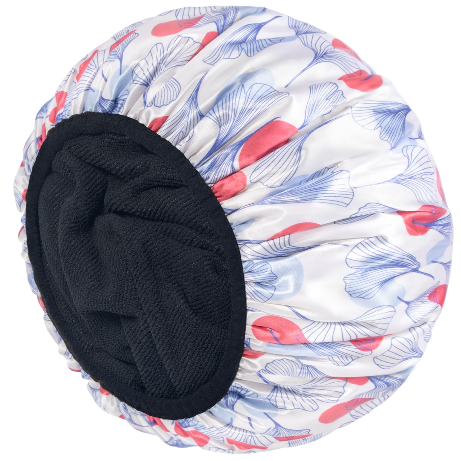 Aquior Gorro de ducha con forro de rizo para mujer, gorro de ducha reutilizable, triple capa impermeable, extra grande para mujeres de pelo largo