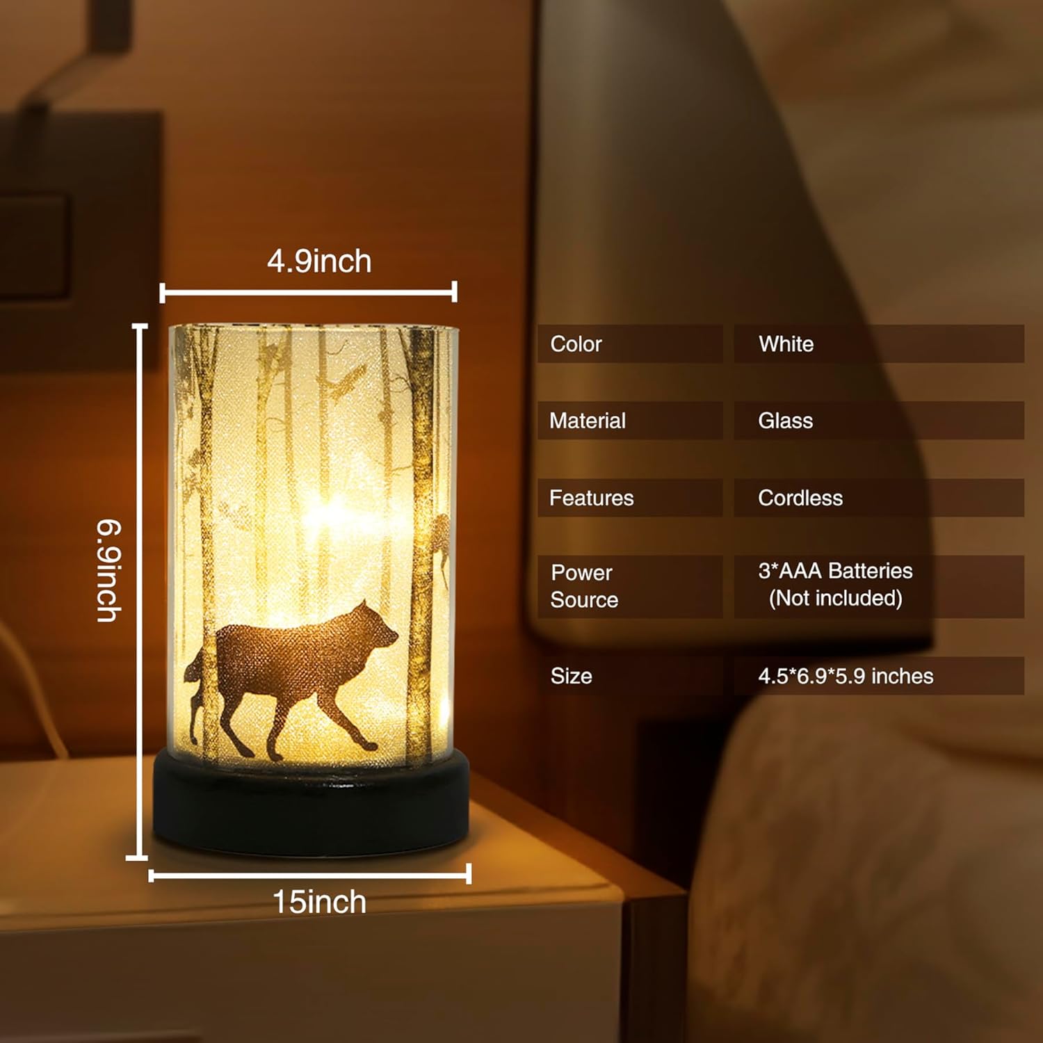 Lámpara de mesa a pilas, lámparas inalámbricas para decoración del hogar, luz nocturna alimentada por batería con bombilla LED, luces decorativas
