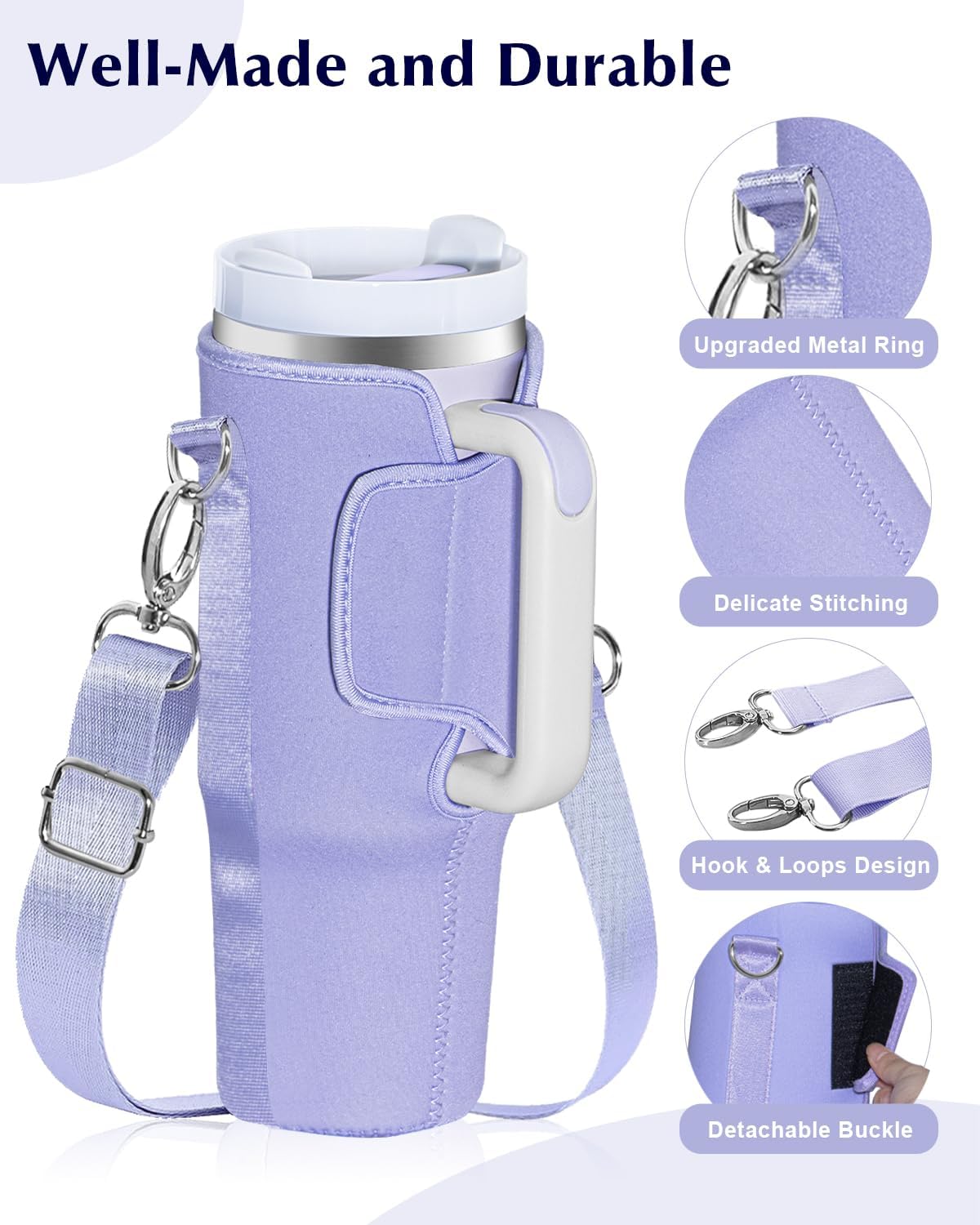 OriJoy Soporte para botella de agua para Stanley 4030 oz, accesorios para vasos, funda de neopreno con correa cruzada ajustable
