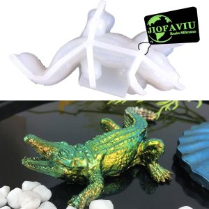 JIOFAVIU Molde de resina de cocodrilo de silicona, molde de silicona de 4.96 pulgadas para resina epoxi y resina UV, molde de resina animal único JIOFAVIU Molde de resina de cocodrilo de silicona, molde de silicona de 4.96 pulgadas para resina epoxi y resina UV, molde de resina animal único