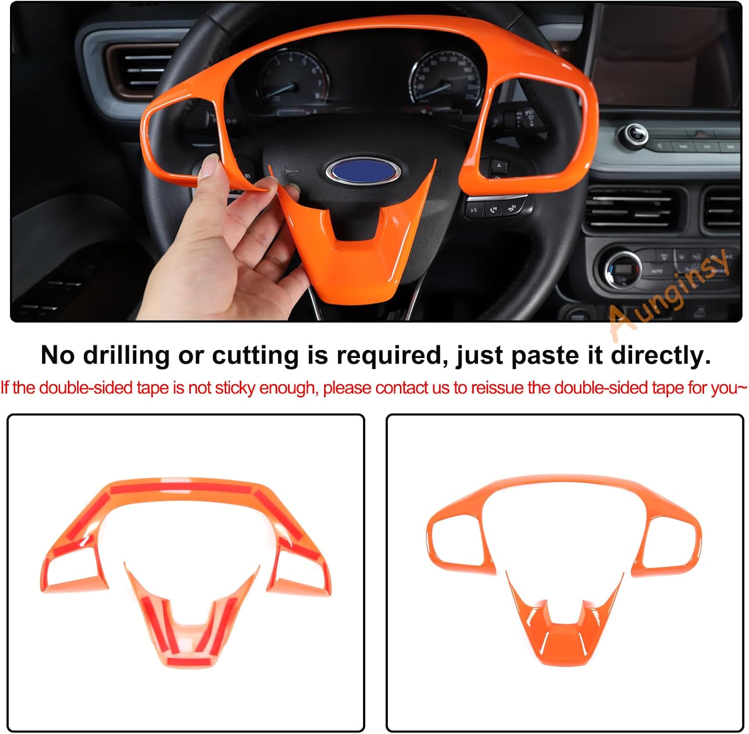 Funda de marco para volante de automóvil, compatible con Ford Maverick 2022 2023, decoración de volante, panel de protección de marco, cubierta de