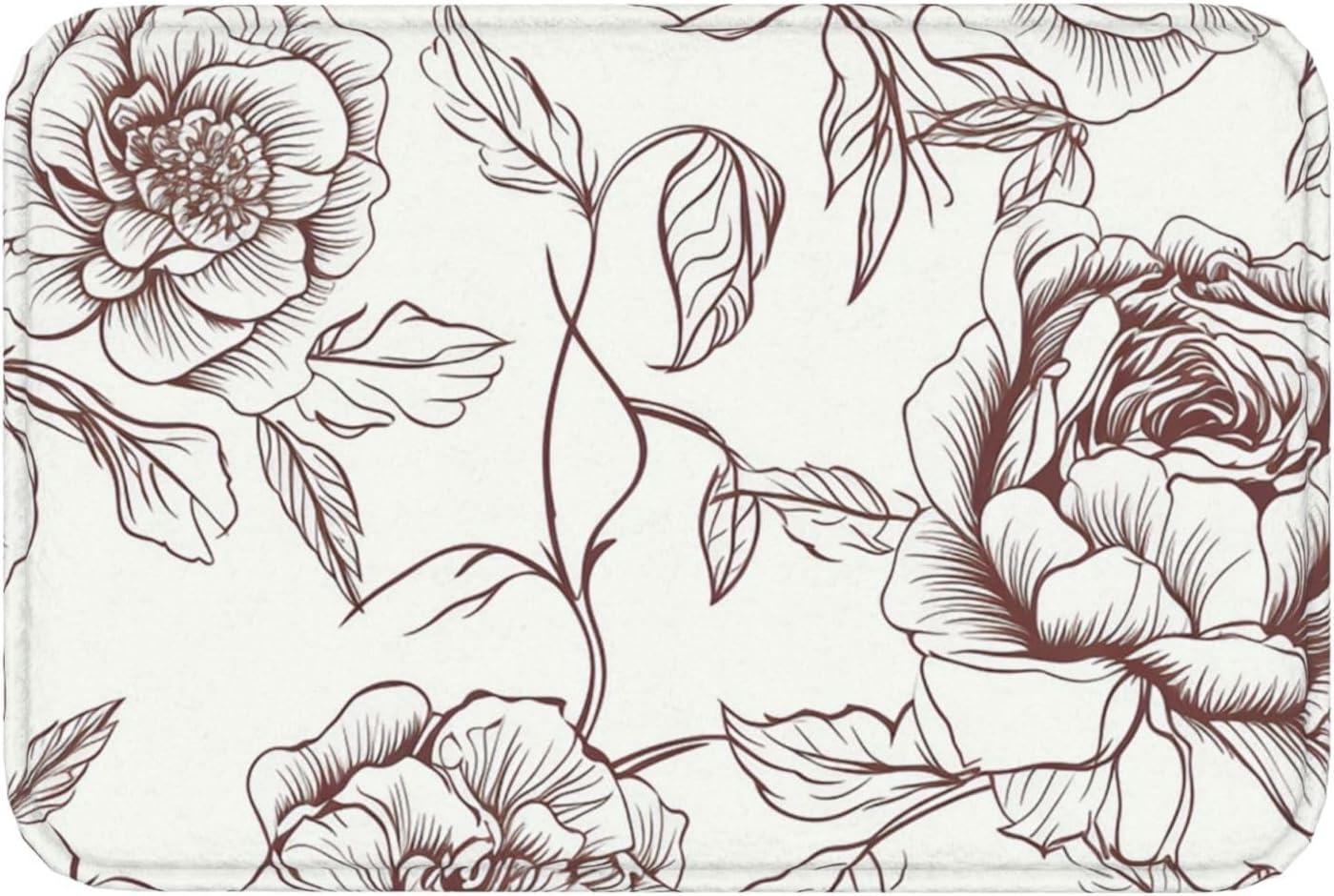 Alfombra de baño de microfibra absorbente con estampado floral de rosas y rosas, tapete de baño de franela con parte trasera de goma, tapete