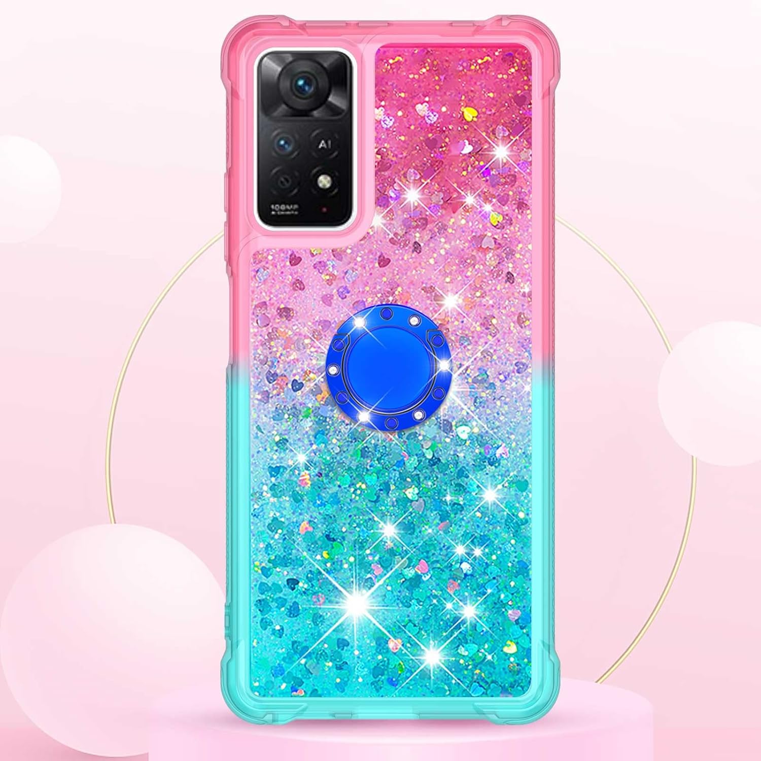 Monwutong Funda de teléfono para Xiaomi Redmi Note 11 Pro 5G4G, brillante efecto arena movediza TPU parachoques con cuatro esquinas cubierta de