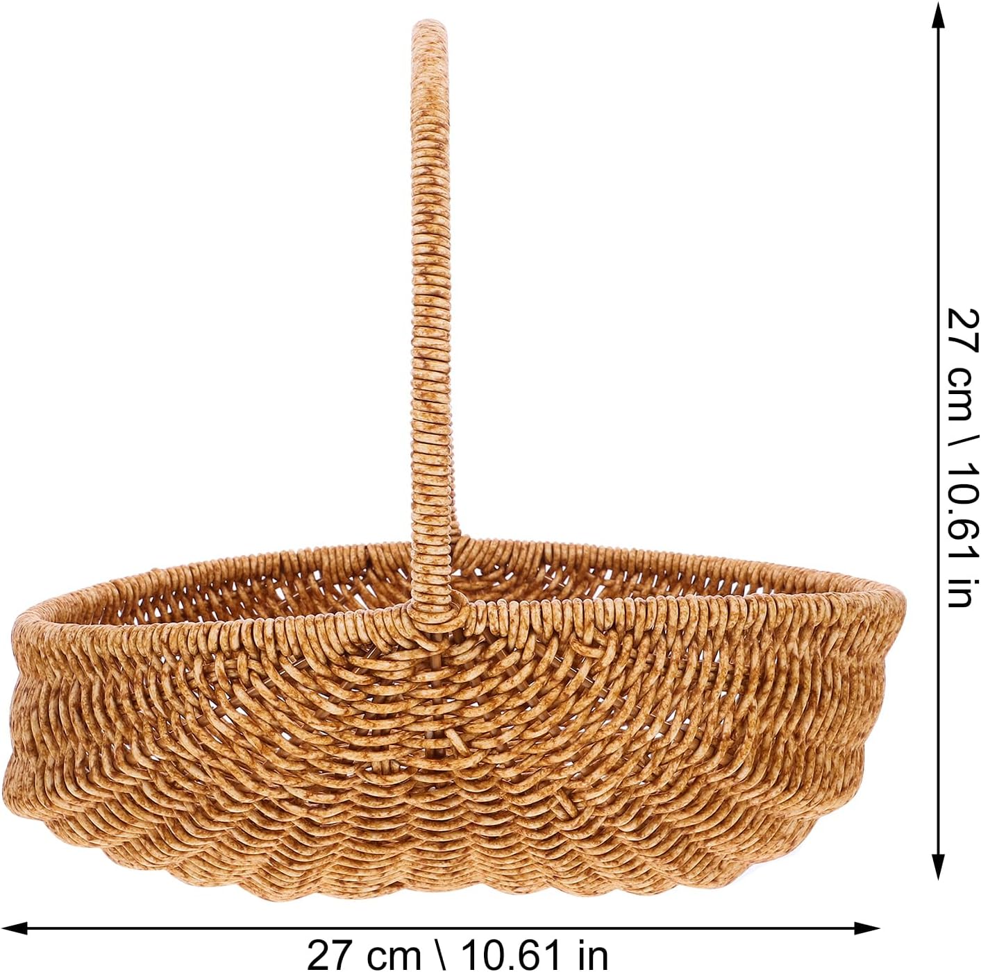 LIFKOME Cesta de picnic de ratán de plástico cesta de flores de Pascua con asa Cesta de almacenamiento tejida para decoración casera de boda 10.6 in
