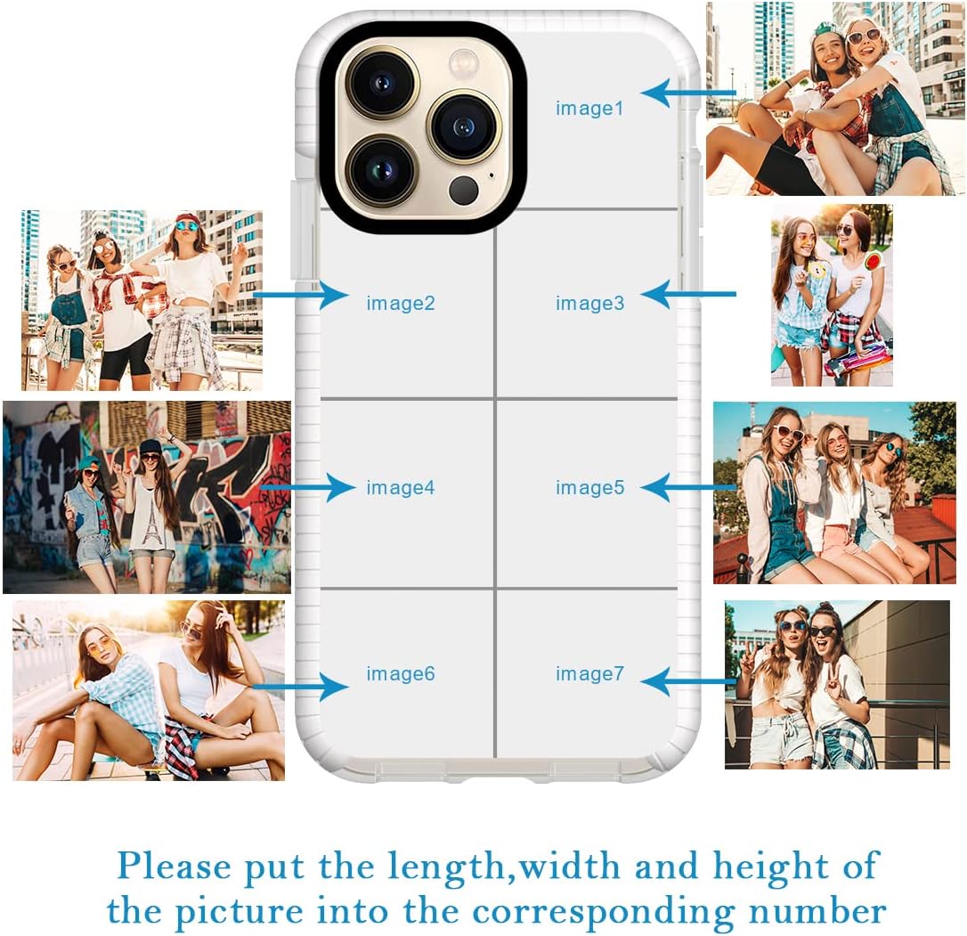 Funda personalizada para iPhone 15 Pro, diseño personalizado de collage de múltiples imágenes, resistente a los impactos, funda protectora de TPU